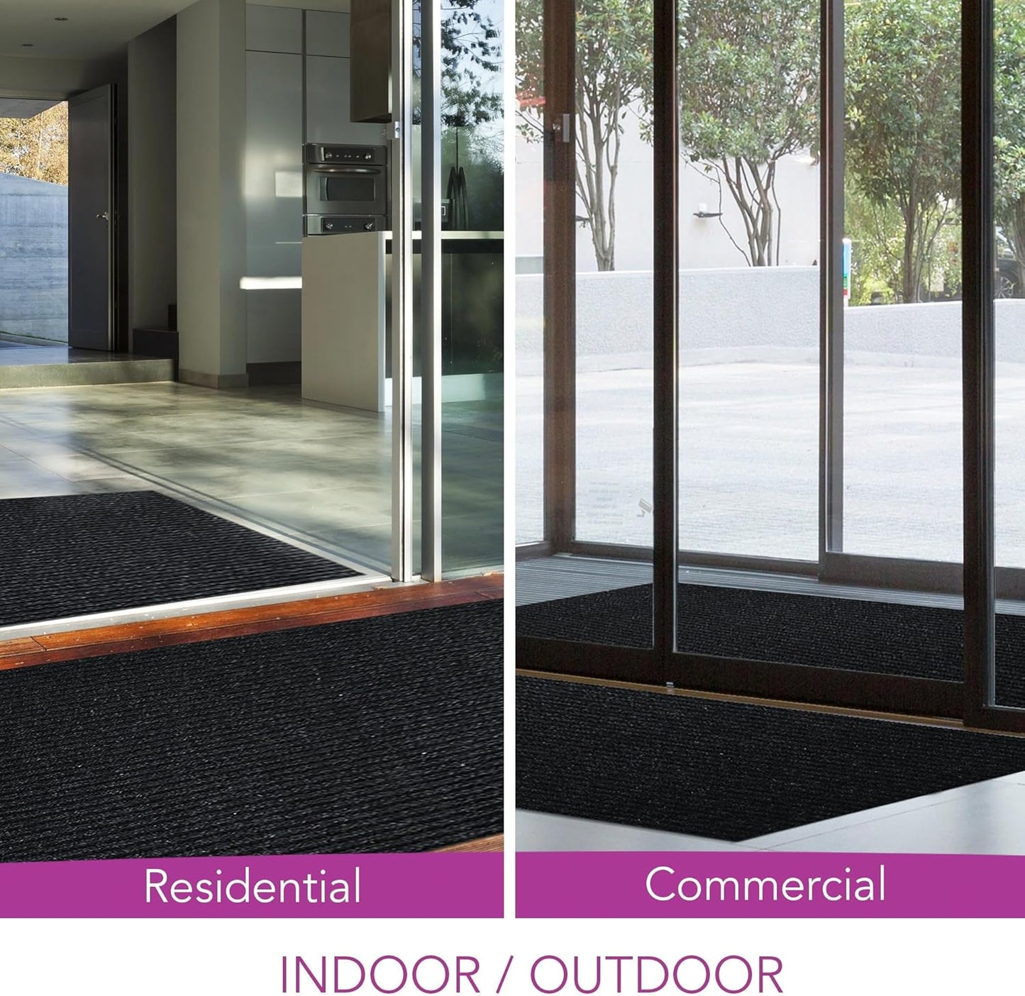 iCustomRug Spartan Weather Warrior Duty Indoor/Outdoor Utility Ribbed in 3ft,4ft,6ft Widths 70 Custom Sizes with Natural Non-Slip Rubber Backing 4'X72' in Black