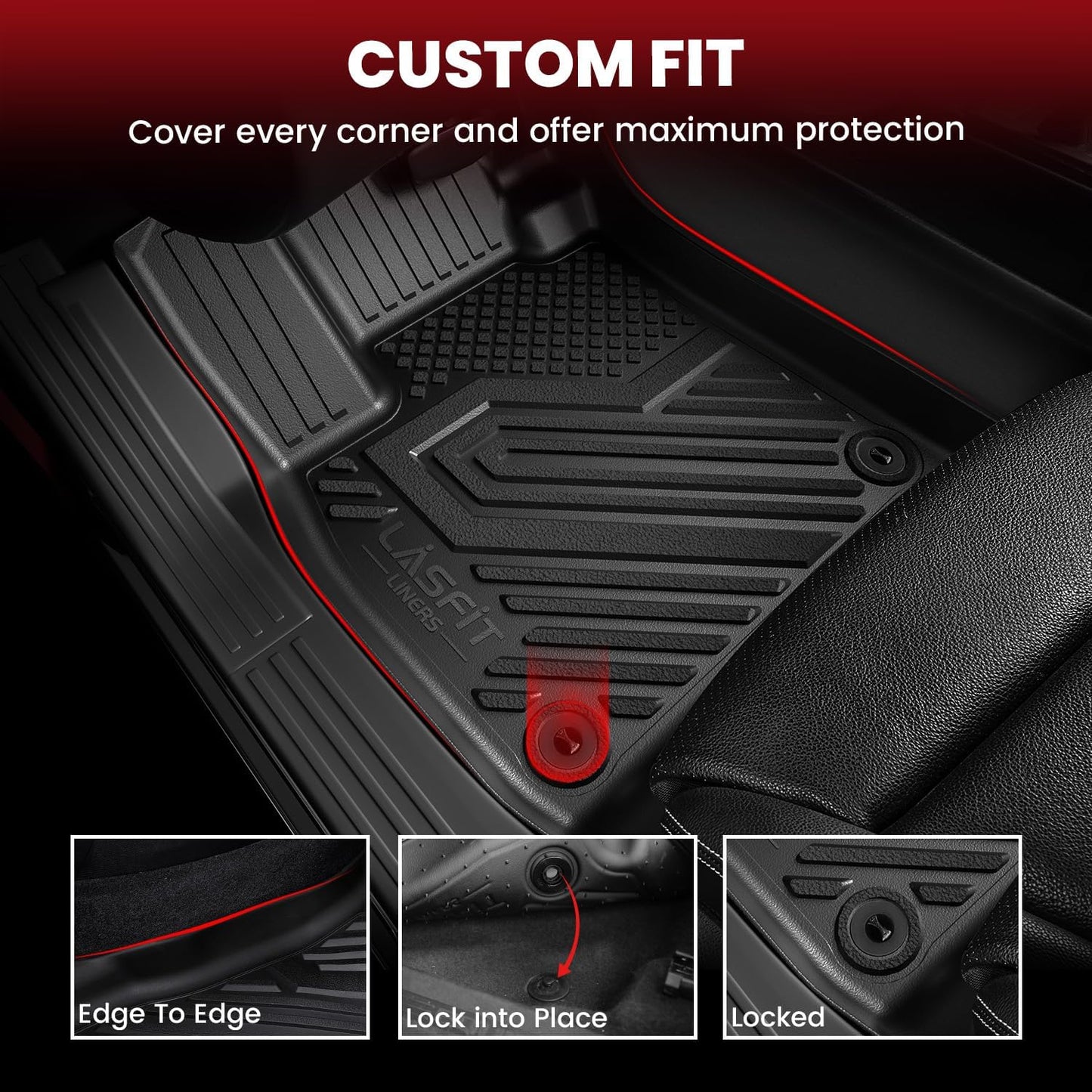 LASFIT Floor Mats&Trunk Mat for Toyota Venza 2021-2025 All Weather TPE Mats Custom Fit Floor Liner for Toyota Venza LE/XLE/Limited/Nightshade 1st and 2nd Row Full Set Car Mats and Cargo Liner, Black