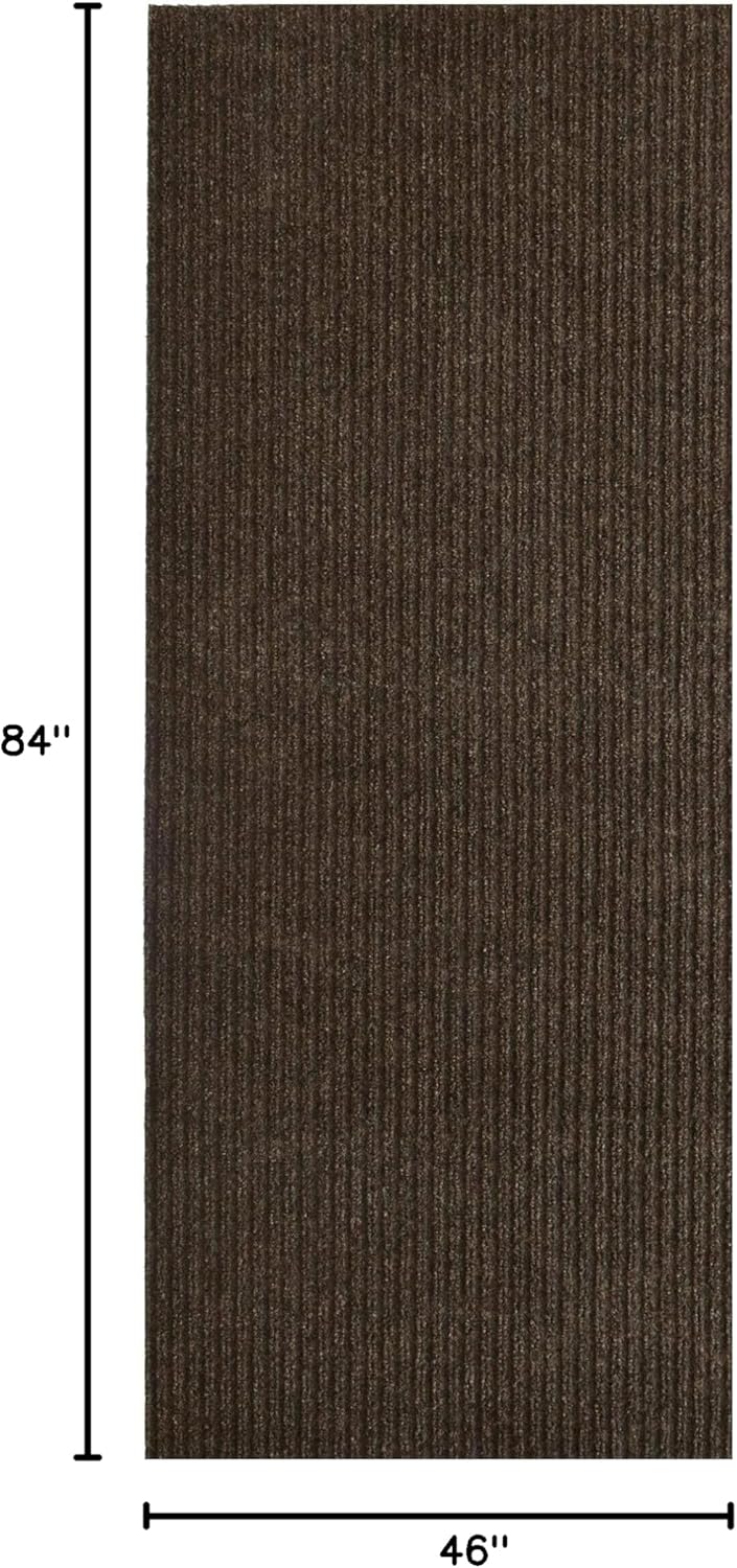 iCustomRug Spartan Weather Warrior Duty Indoor/Outdoor Utility Ribbed in 3ft,4ft,6ft Widths 70 Custom Sizes with Natural Non-Slip Rubber Backing 4'X7' in Brown