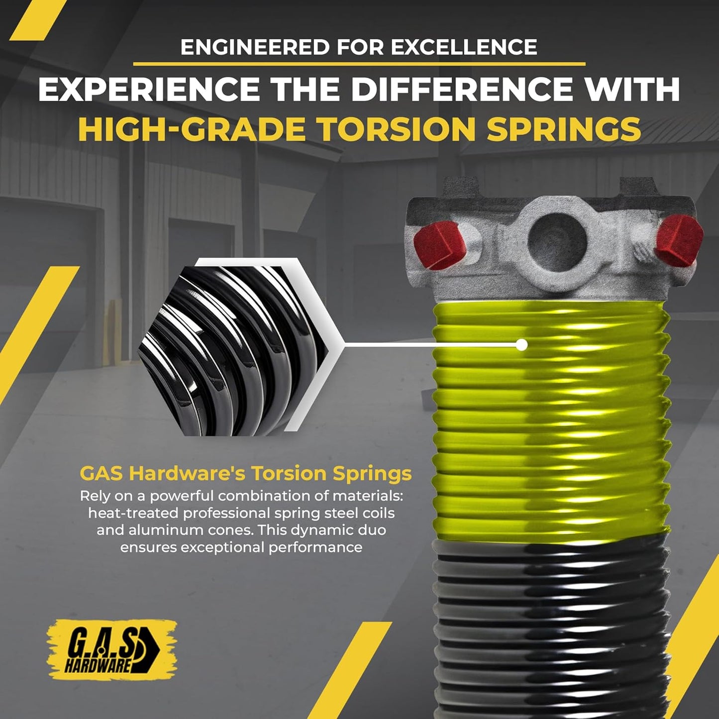 Garage Door Torsion Spring 207x1.75x31 Includes 1” Steel Bearing, Non-Slip Gloves, and Winding Bars for Left Side of Garage Door Precision E-Coating 5-Year Warranty Min. 30,000 Cycles (Red Cone)