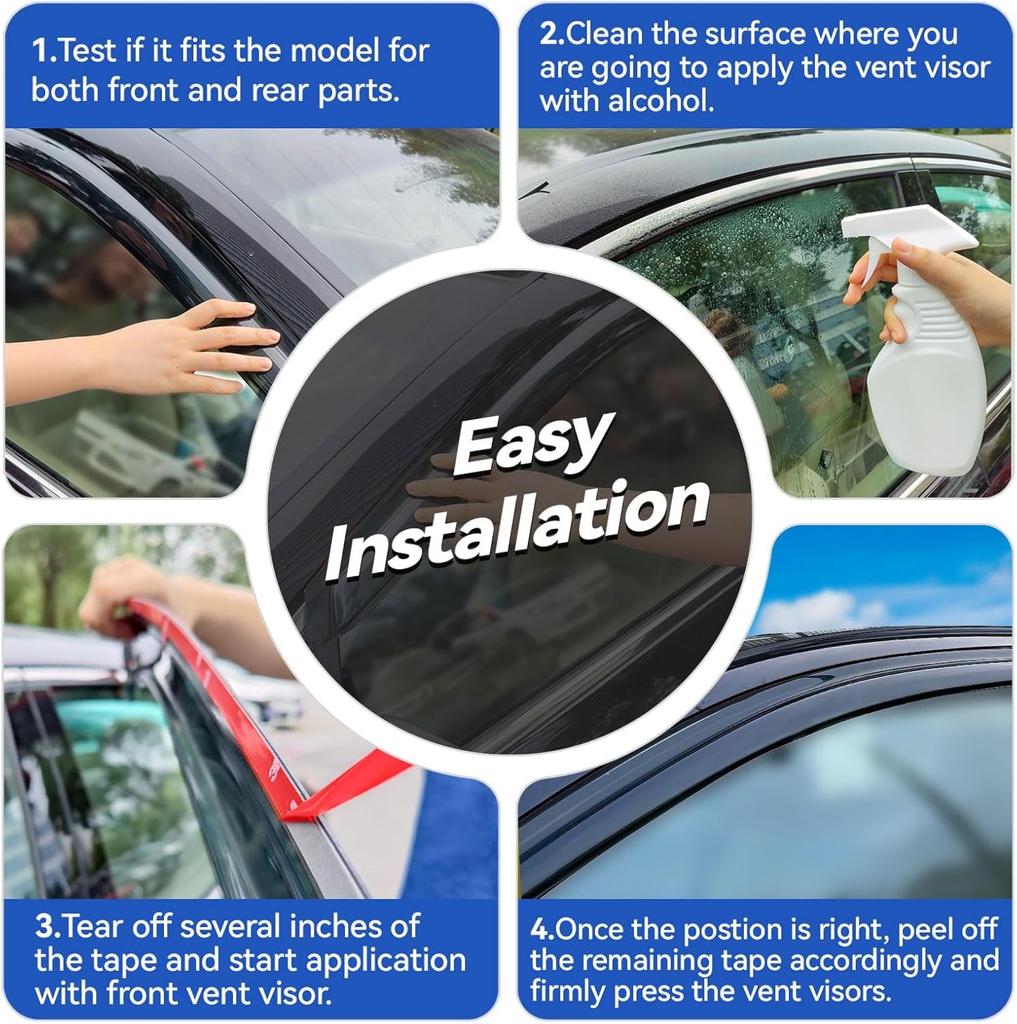 Window Visors Rain Guards for 2009-2014 Hyundai Genesis Sedan, Out-Channel Window Vent Wind Deflectors Visors Shades for 09-14 Hyundai Genesis