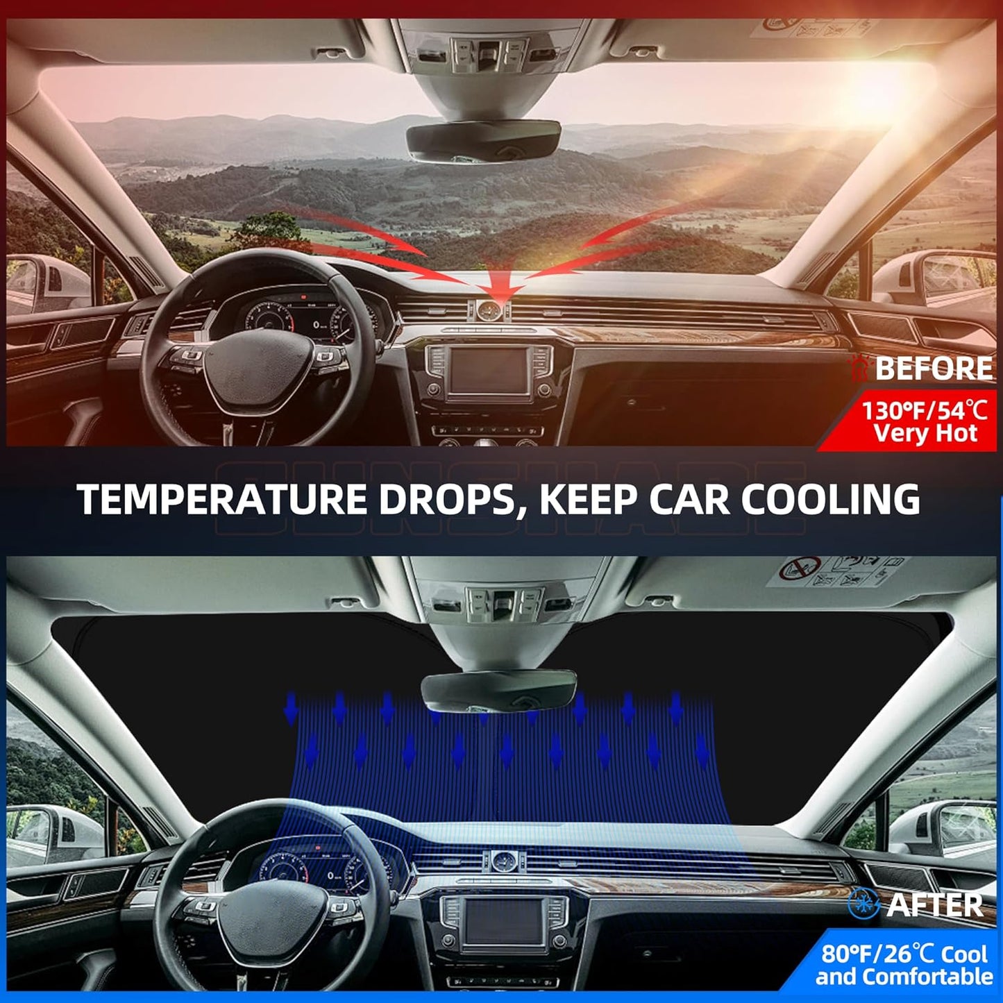 Windshield Sun Shade for Ford Explorer (SUV ST XLT Limited Platinum) 2020-2025 Foldable Sunshade Custom Fit Front Window Car Interior Accessories Protector Blocks UV Rays
