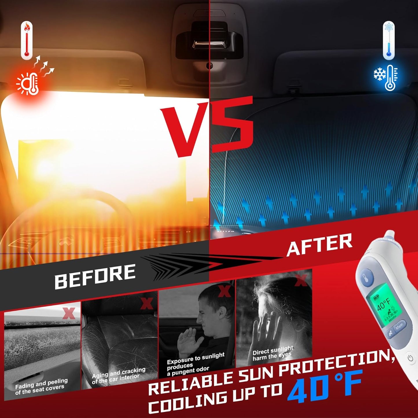 Windshield Sun Shade for 2015-2021 Volkswagen Golf GTI e-Golf VW Golf R 4 Door Hatchback Foldable Sun Sunshade for Car Front Window Automotive Interior Protector Custom Fit Accessories