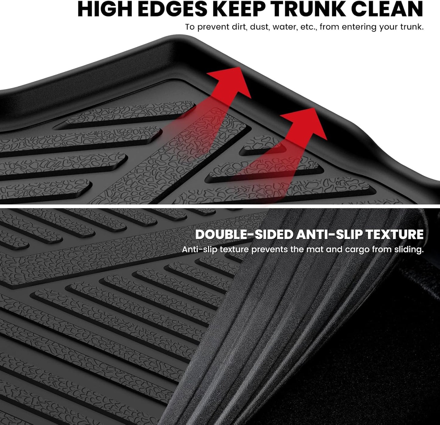 LASFIT Cargo Mat for Toyota Corolla Cross 2022-2025(Fit AWD Not Fit FWD), Custom Fit All-Weather TPE Rubber Trunk Mat for Toyota Accessories, Waterproof, Easy to Clean, Black