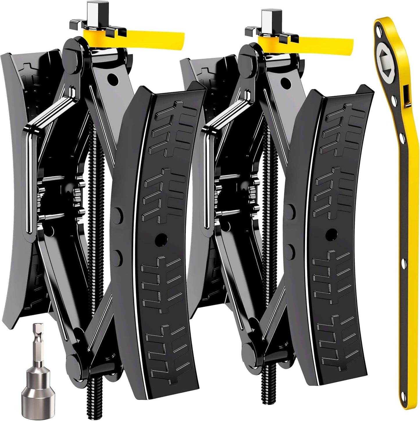 Camper Wheel Chock Stabilizer 2 Sets, Upgraded Side Grain Heavy Duty X-Shaped Stabilizer Wheel Chock RV Travel Trailer Accessories Anti-Move Anti Rust Coating Tire Chalks