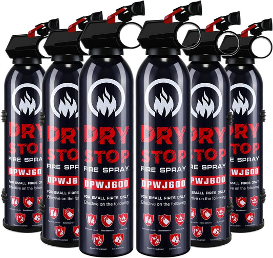 6 Pack Dry Powder Fire Extinguisher - Portable Dry Chemical Fire Extinguisher for Home, Car, Garage, Kitchen - Works on Electrical, Grease and More