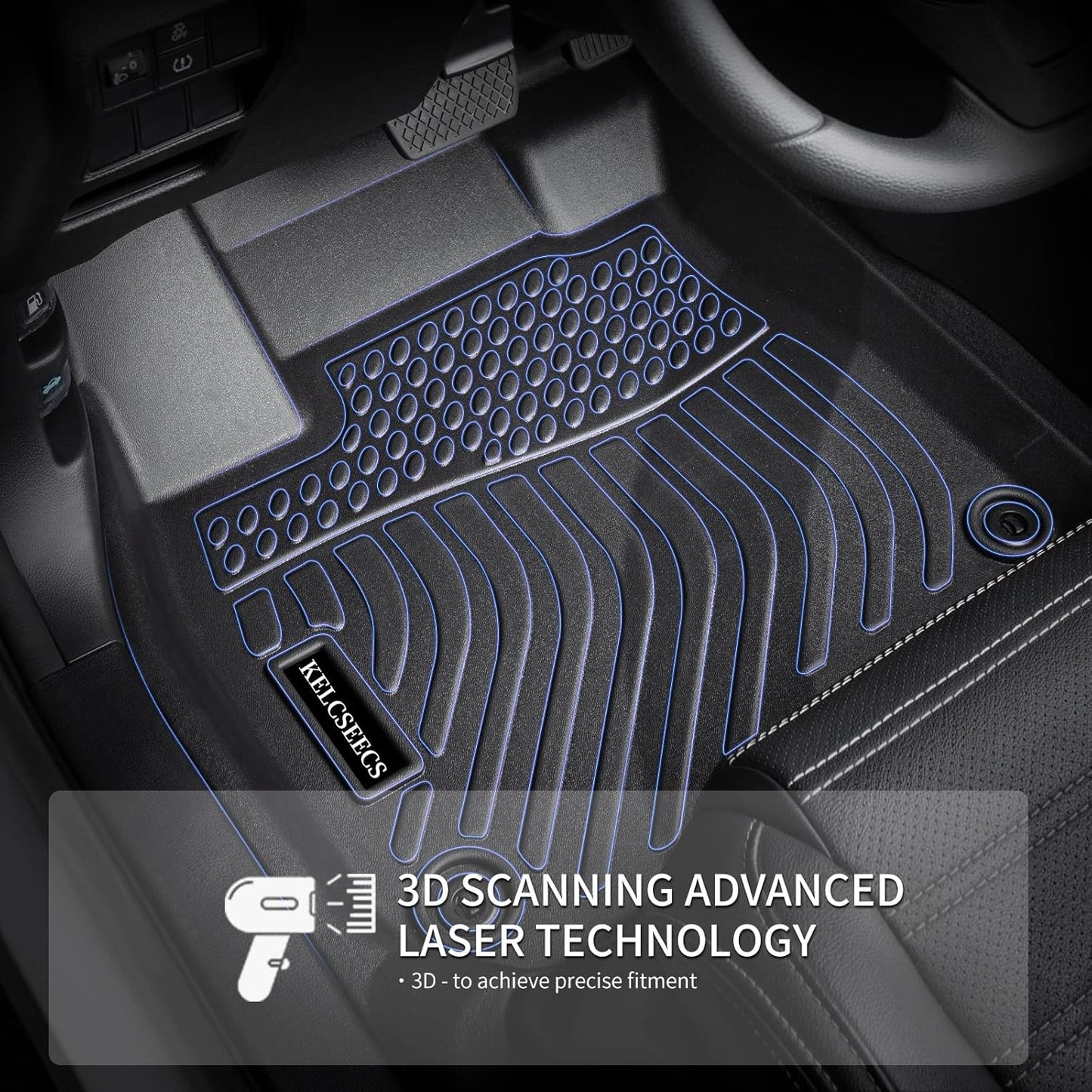 KELCSEECS Floor Mats Fits for 2026 2025 2024 2023 2022 Honda Civic Sedan Hatchback Si Sedan (Include 2nd Row with USB Port) All Weather Car Mats Honda Civic Floor Mats Accessories Black