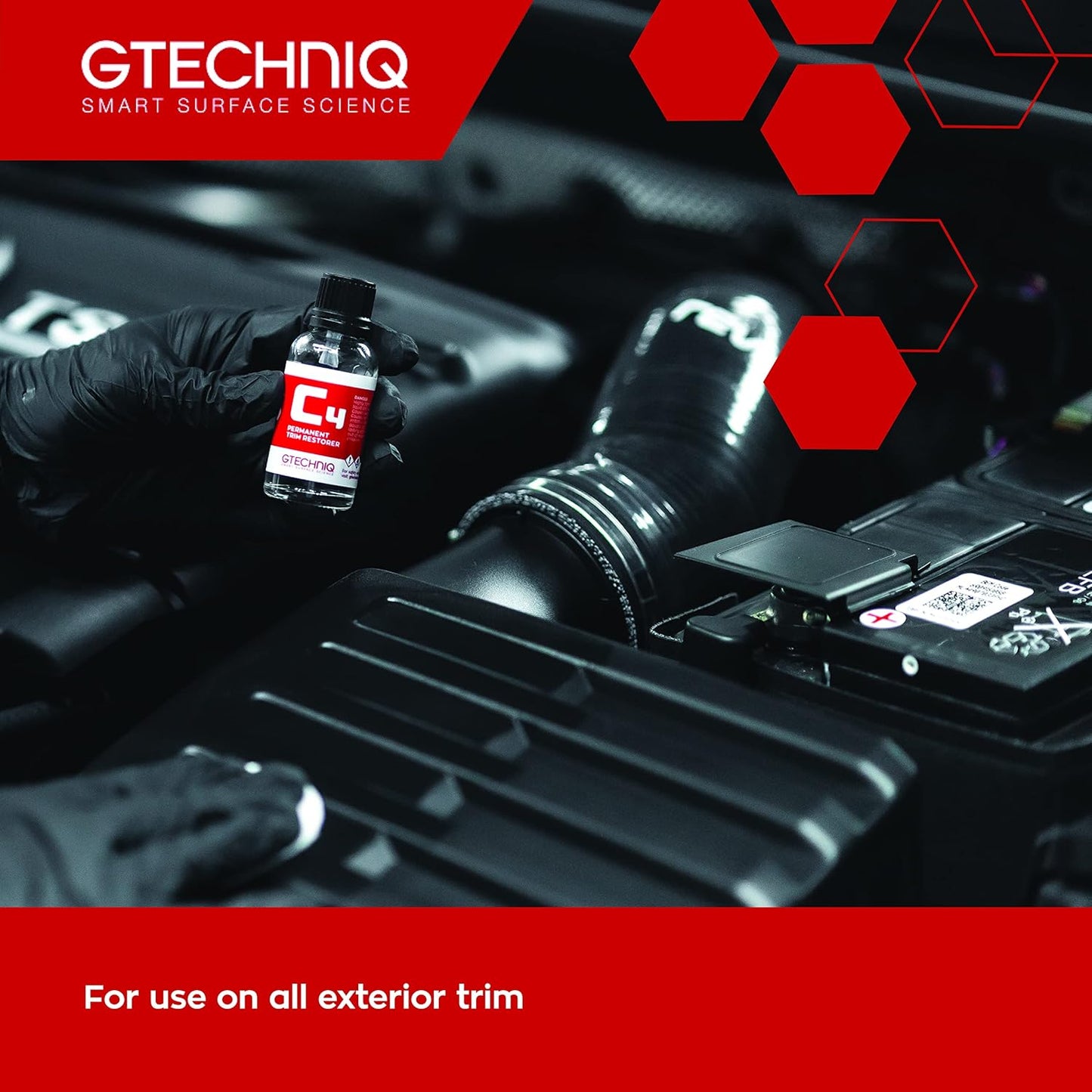 Gtechniq C4 Permanent Trim Restorer 30ml - Revitalize Tired, Faded, Discoloured Car and Vehicle Trim - Premium Weather Protection, UV Resistant, Leaves No Unattractive Gloss - 2 Year Durability