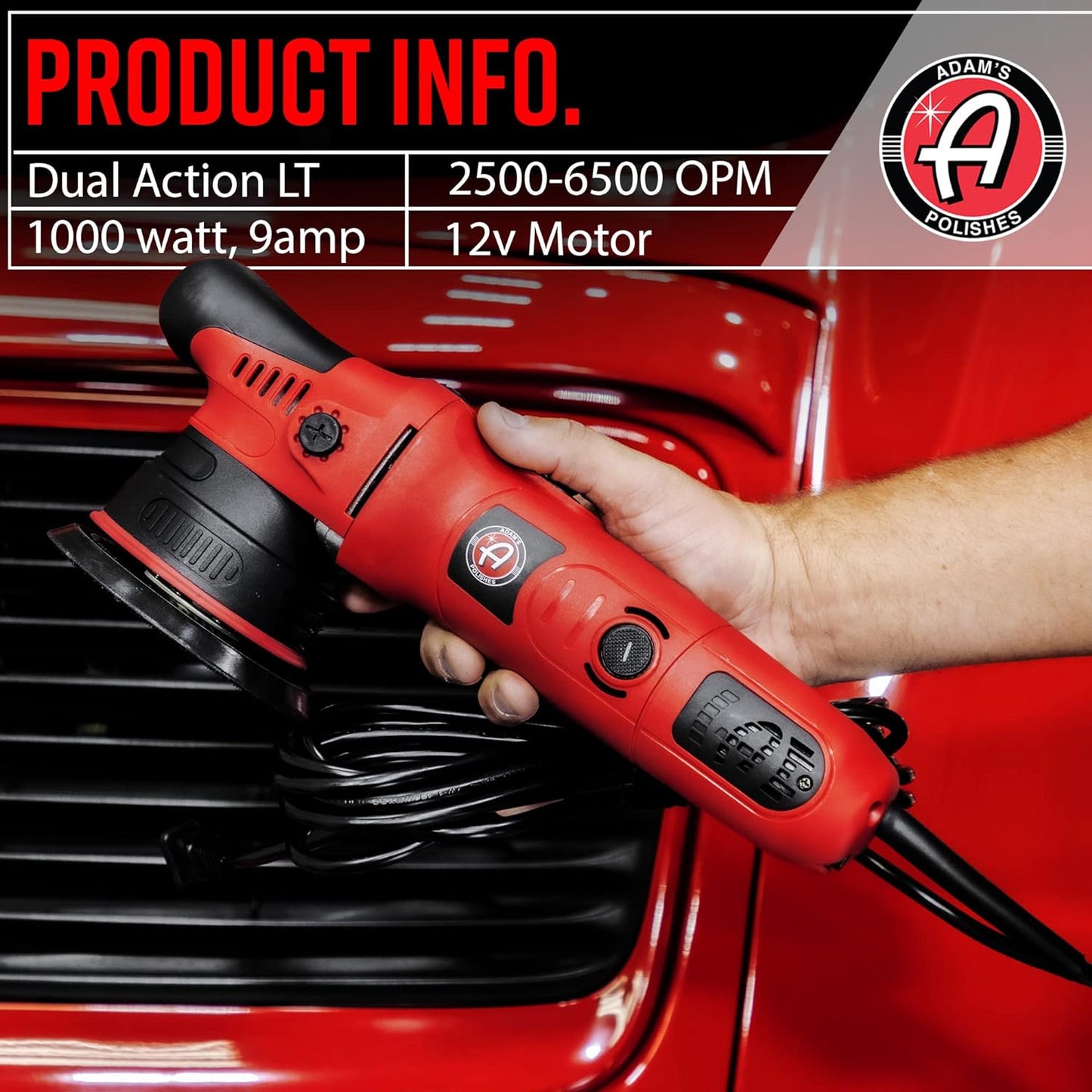 Adam's 9mm Dual Action Car Polisher - Buffer Car Scratch Remover for Car Detailing