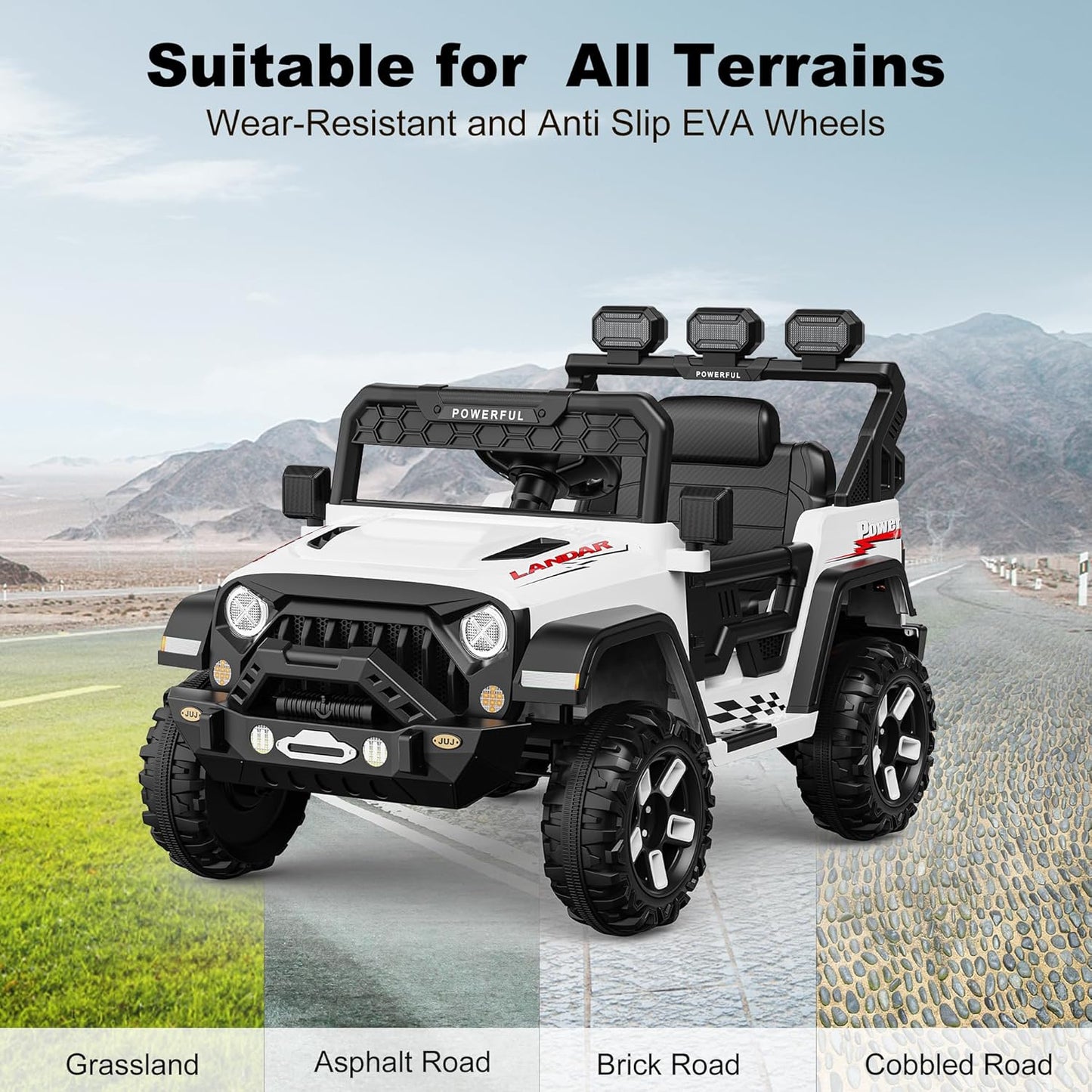 12V Ride on Toys for Big Kids, Power Wheels with Remote Control, Ride on Truck Car with 4 Wheeler, Kids' Electric Vehicles, 3 Speeds, Soft Start, Battery Display, Music, LED Lights, Bluetooth, Black