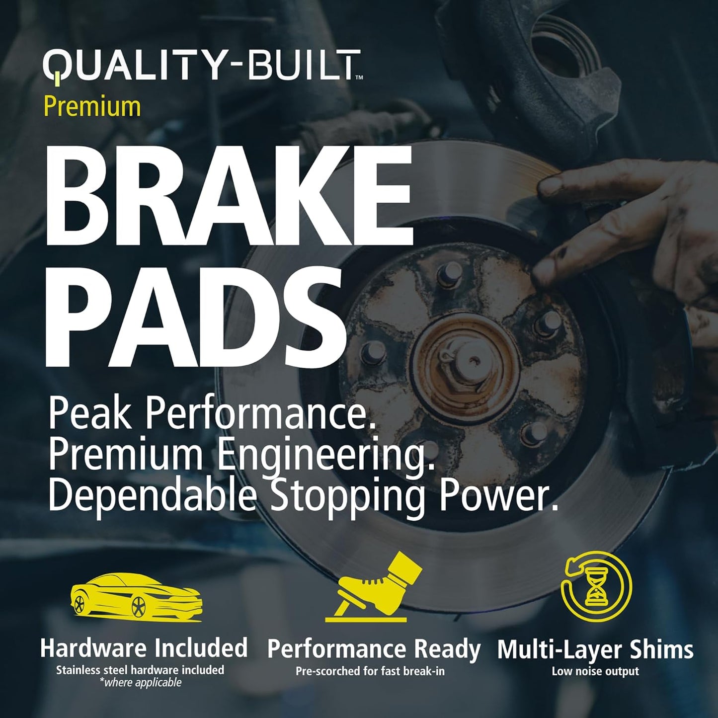 Premium Semi-Metallic Front Brake Pads (1001-1080M) Compatible with Jeep Commander 2006-2010, Jeep Grand Cherokee 2005-2010