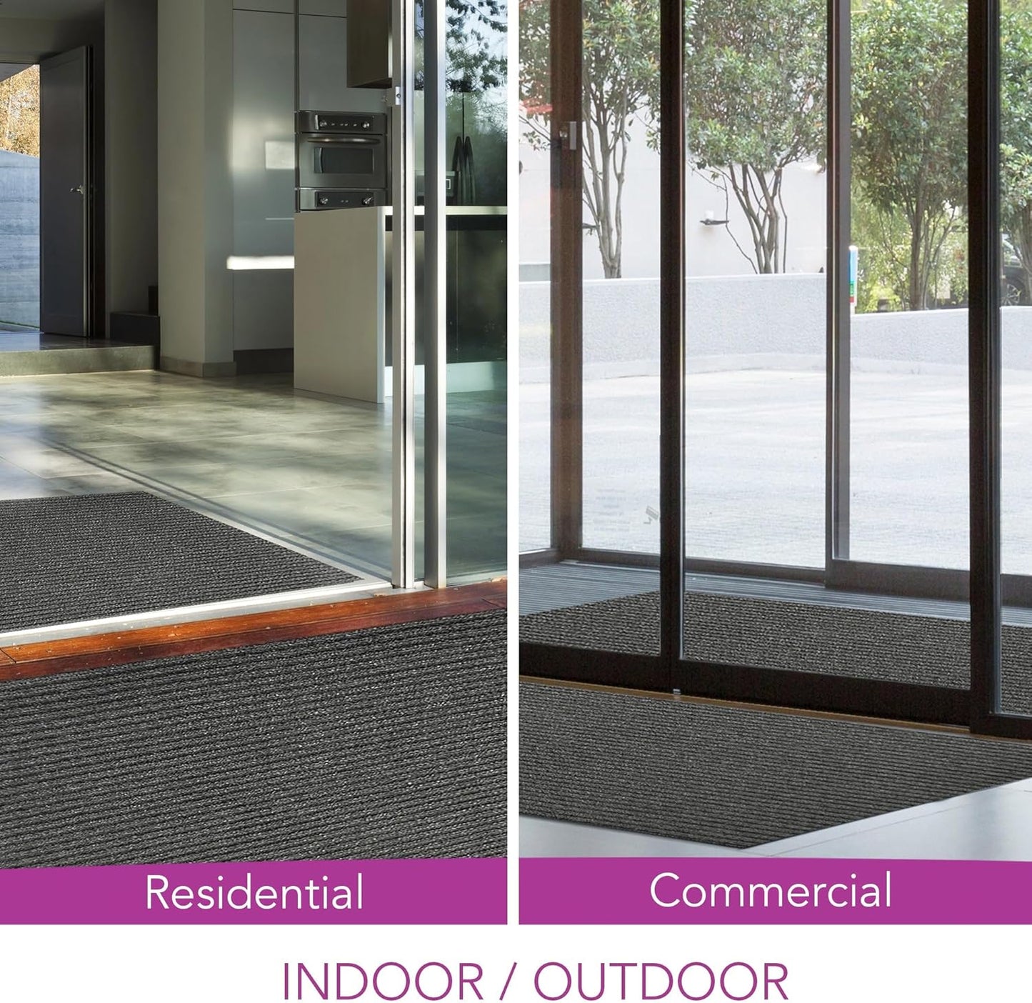 iCustomRug Spartan Weather Warrior Duty Indoor/Outdoor Utility Ribbed in 3ft,4ft,6ft Widths 70 Custom Sizes with Natural Non-Slip Rubber Backing 4'X68' in Charcoal