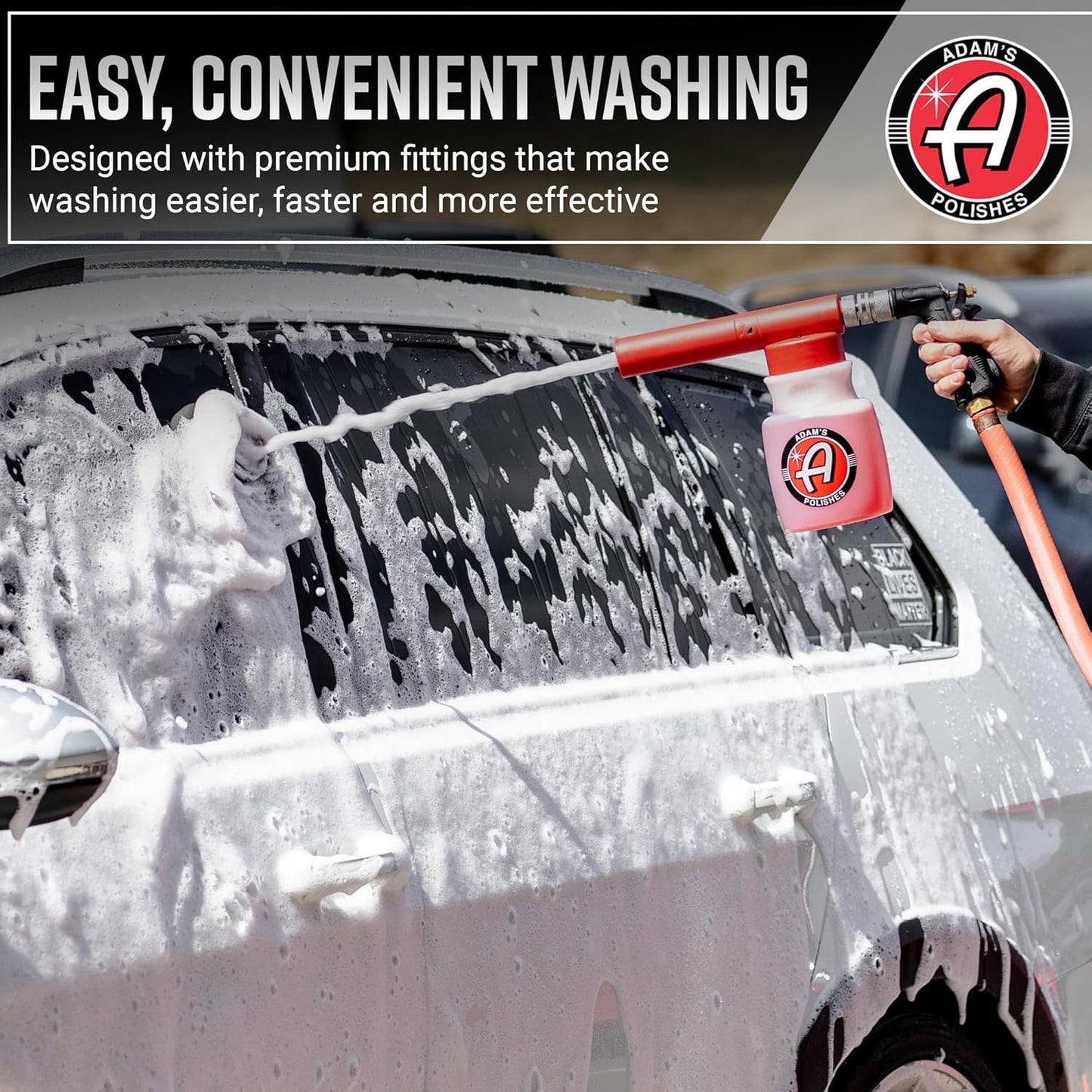 Adam's Polishes Foam Gun Car Wash Sprayer - Connects to Garden Hose for Car Washing, No Pressure Washer Required, Use Snow Foam Blaster with Car Soap, Shampoo or Detergent