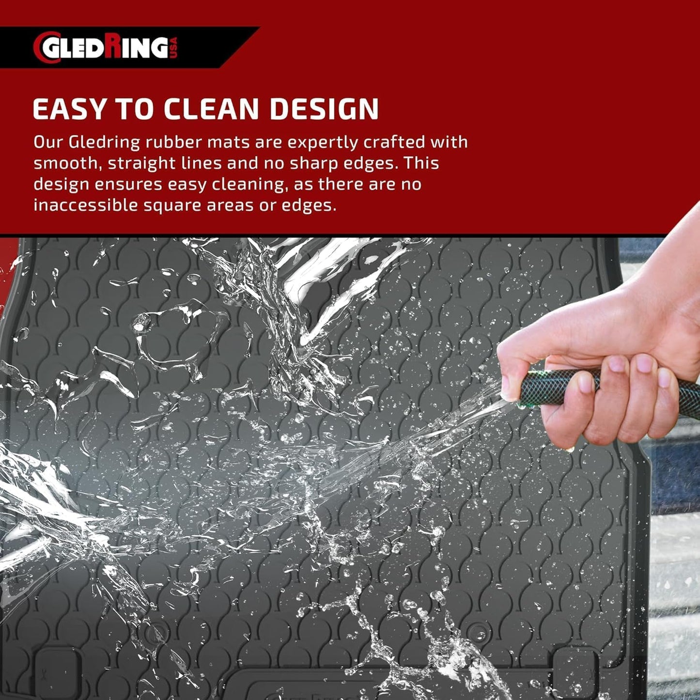 Gledring USA Custom Fit All-Weather Rubber Floor Mats Intended for Mercedes Benz EQC 2019-2022, No Trimming Required, Tailored Custom Fit, Protects from Rain, Mud, & Snow