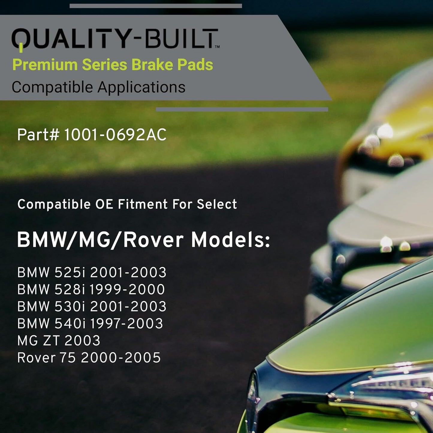 Premium Ceramic Rear Brake Pads (1001-0692AC) Replacement for BMW 525i 2003-2001, 528i 2000-1999, 530i 2003-2001, 540i 2003-1997, MG ZT 2003, Rover 75 2000, 75 2005-2003