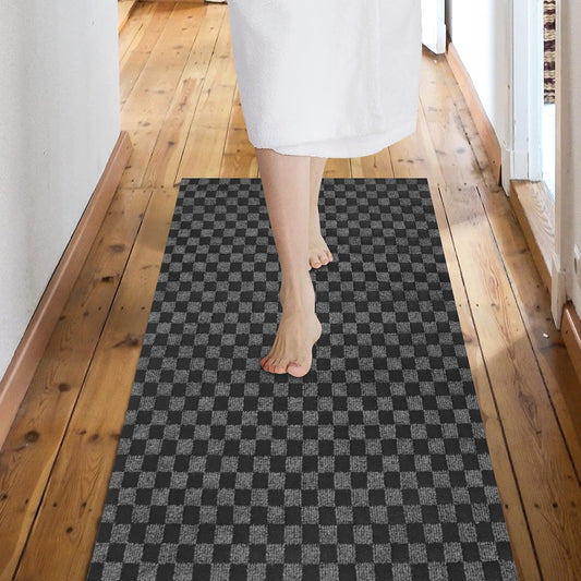 Custom Size Backed Non-Slip Area Rugs Runner, Easy Clean, Waterproof Runner Rugs for Hallway Entryway, Kitchen, Laundry, 4FT x 80FT, Gray Checkered