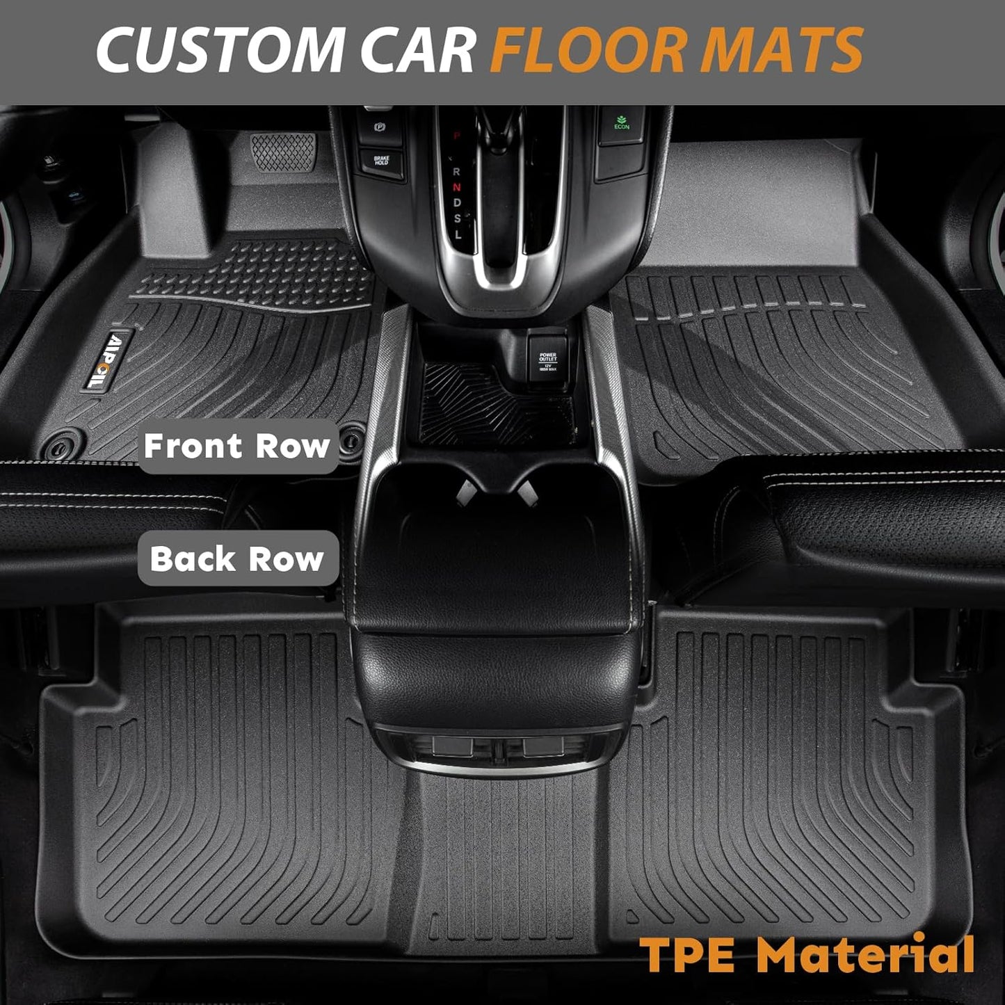 AIPOIL® Floor Mats for 2024-2025 Ford Ranger Supercrew All Weather Protection TPE Anti-Slip Automotive Full Set Custom Car Mats Accessories - Black