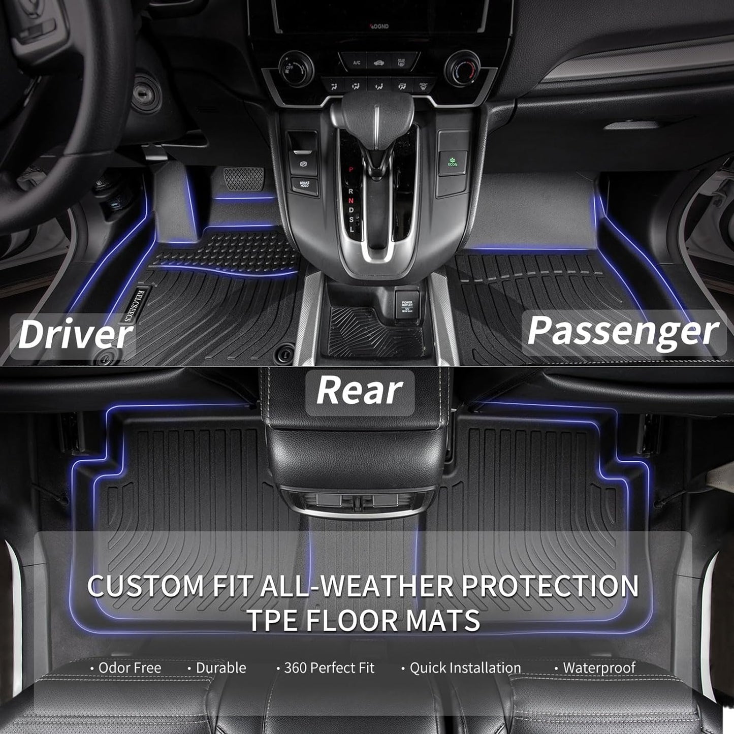 KELCSEECS Floor Mats Custom for 2012 2013 2014 2015 2016 2017 Chevy Equinox & GMC Terrain/Terrain Denali All Weather Guard Floor Liners 1st& 2nd Row Chevrolet Accessories Black