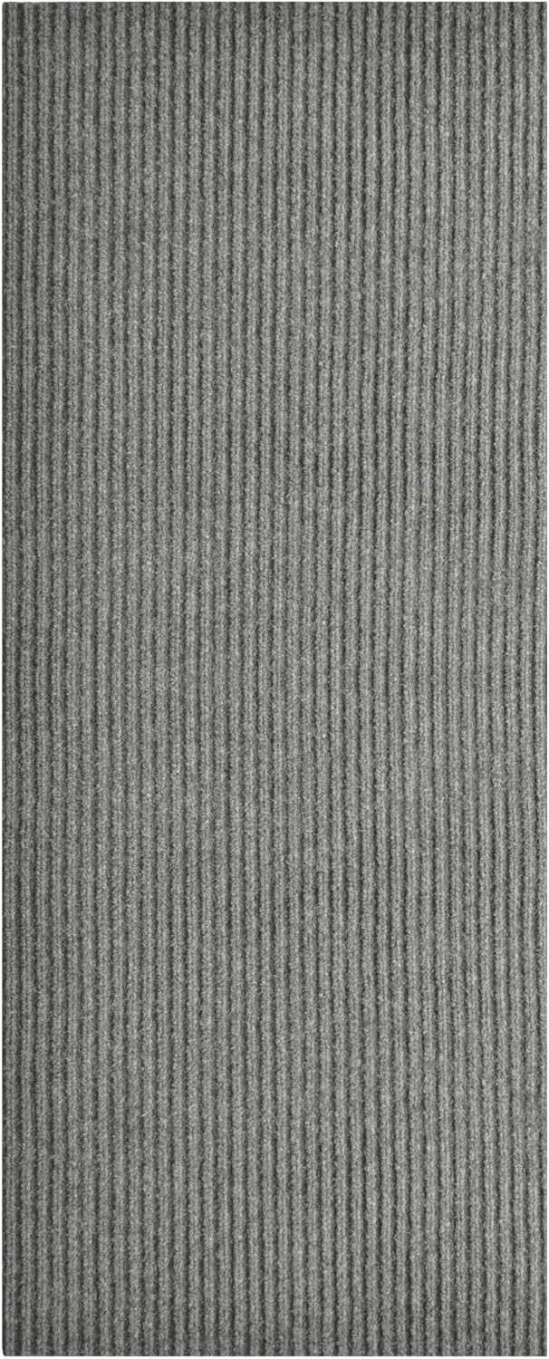iCustomRug Spartan Weather Warrior Indoor/Outdoor Utility Ribbed Carpet Runner with Non-Slip Thermoplastic Rubber Backing, 3ft X 64ft in Grey