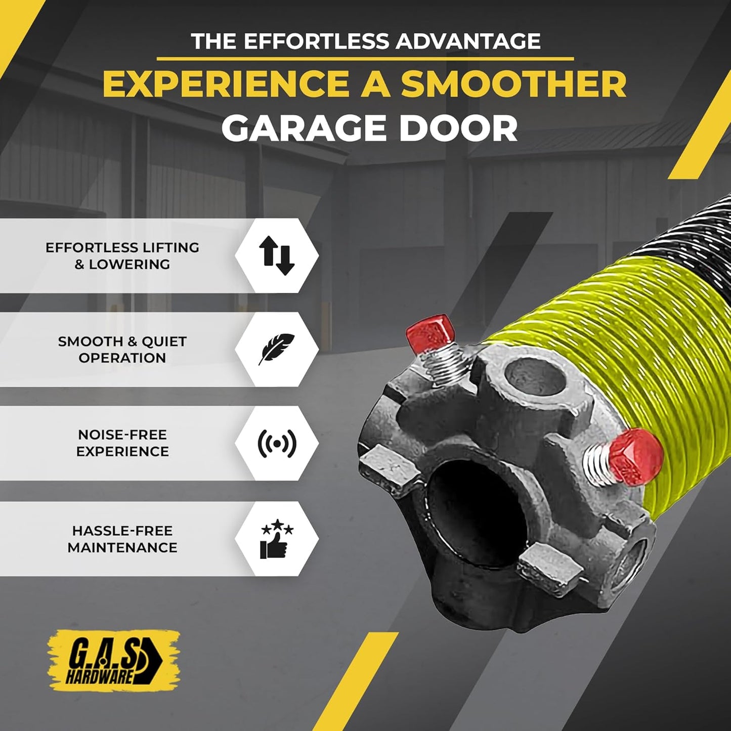Garage Door Torsion Spring 207x1.75x23 Includes 1” Steel Bearing, Non-Slip Gloves, and Winding Bars for Left Side of Garage Door Precision E-Coating 5-Year Warranty Min. 30,000 Cycles (Red Cone)