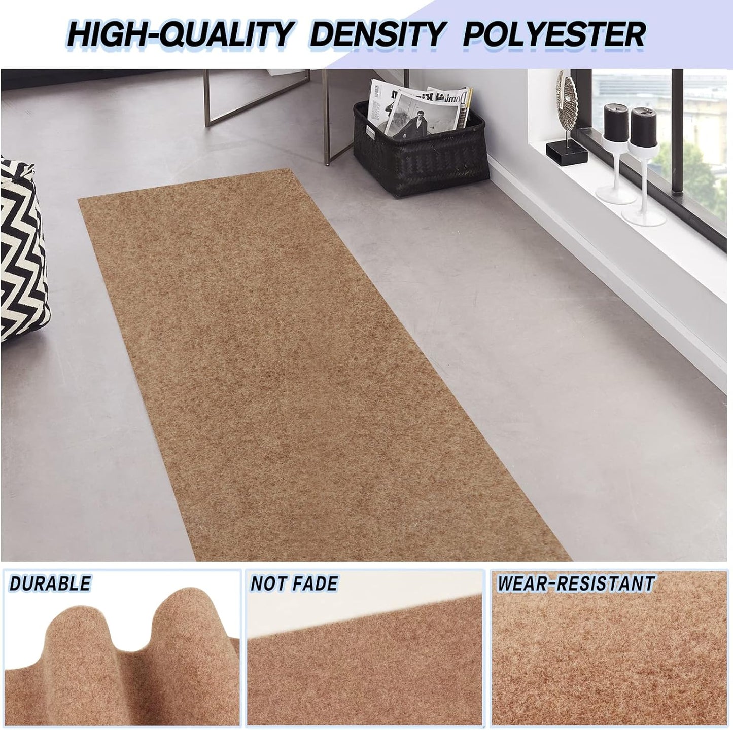 Custom Size Backed Non-Slip Area Rugs Runner, Easy Clean, Waterproof Runner Rugs for Hallway Entryway, Kitchen, Laundry, 4FT x 5FT, Beige