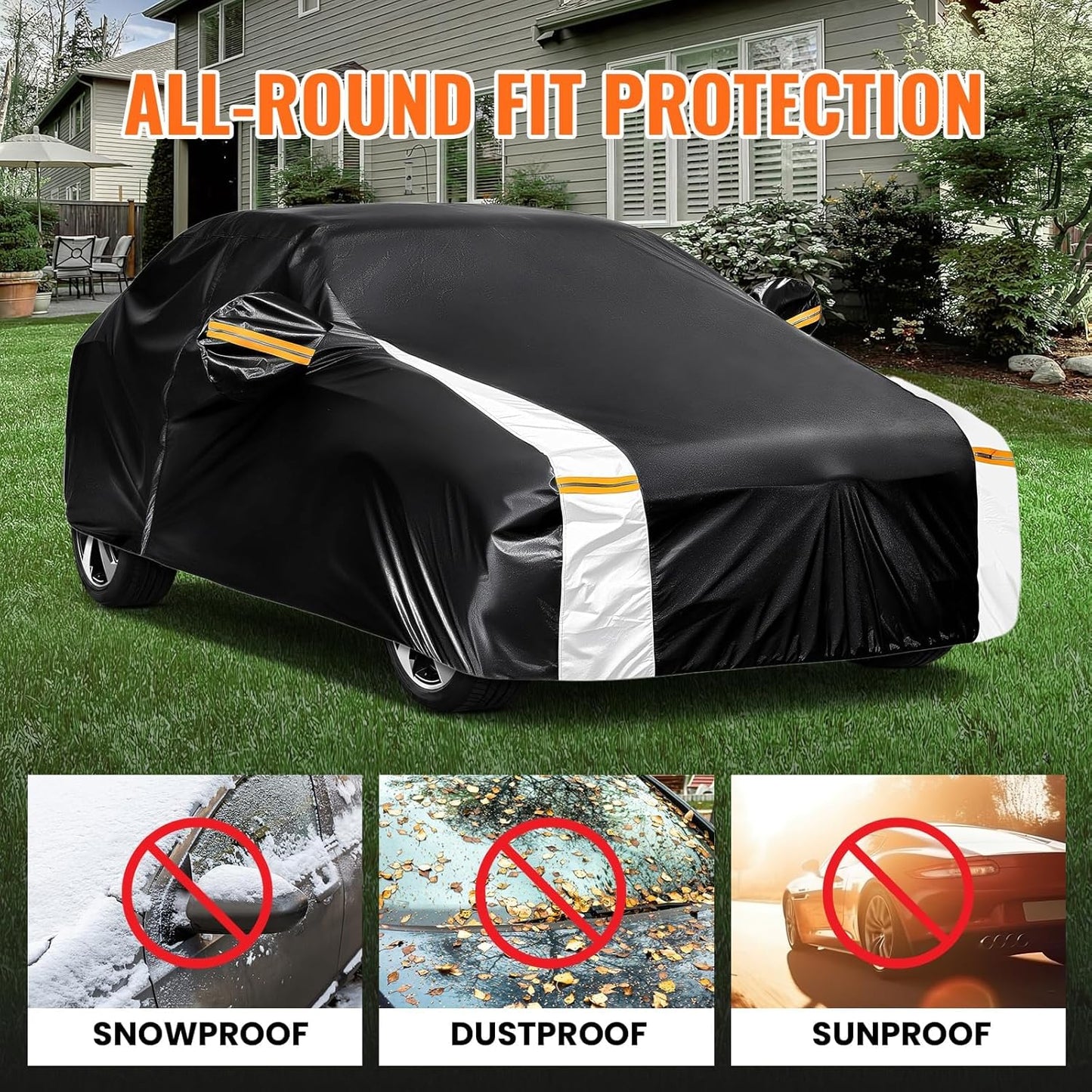 Nissan Maxima Car Cover 100% Waterproof All Weather, Gift with Towel, 10 Sedan Layers Car Cover Custom Fit 1988-2025 Nissan Maxima, Full Exterior Covers Rain Sun UV Protection with Door Zipper.
