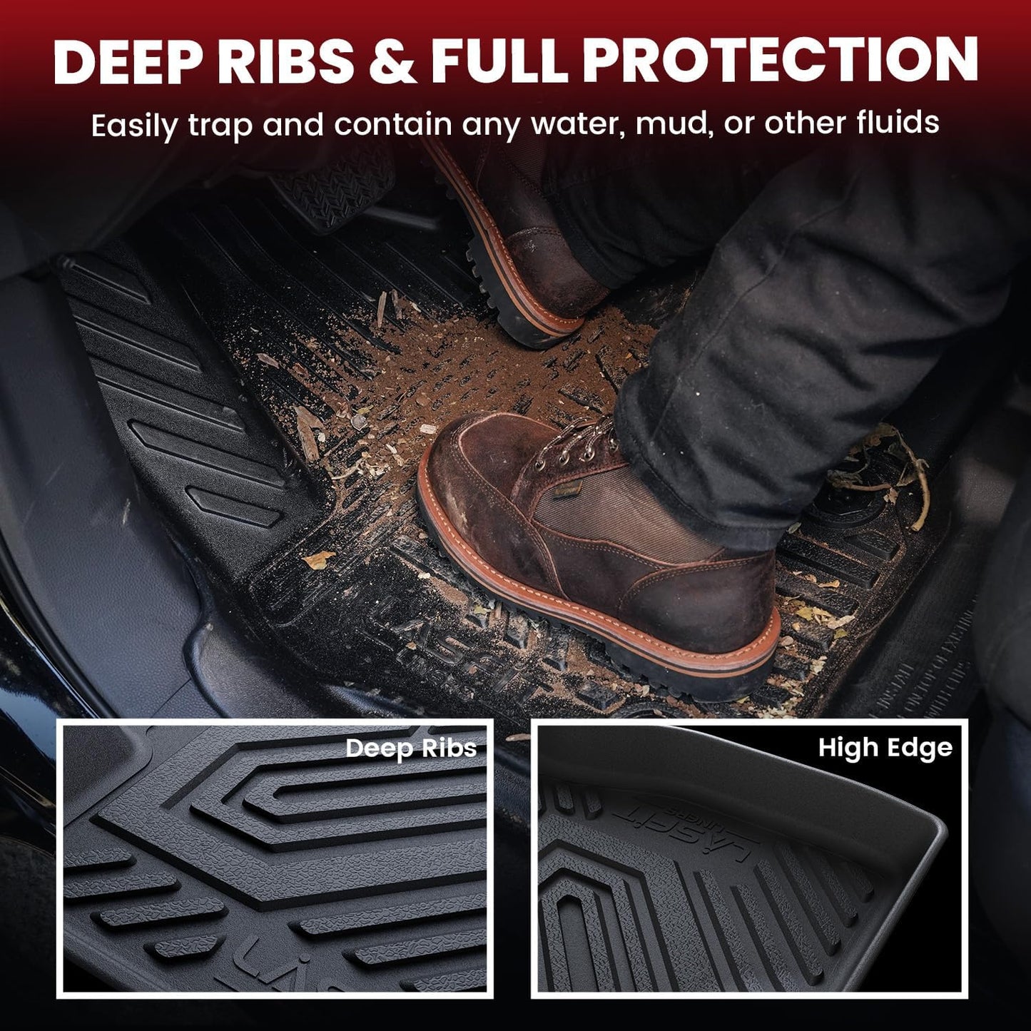LASFIT Floor Mats & Cargo Liner for Chevrolet Chevy Bolt EUV 2022-2023 (Not EV), All Weather TPE Custom Fit Floor Mats for Car, Car Mats Full Set for Chevy Bolt EUV Accessories (Fit in Upper Position)
