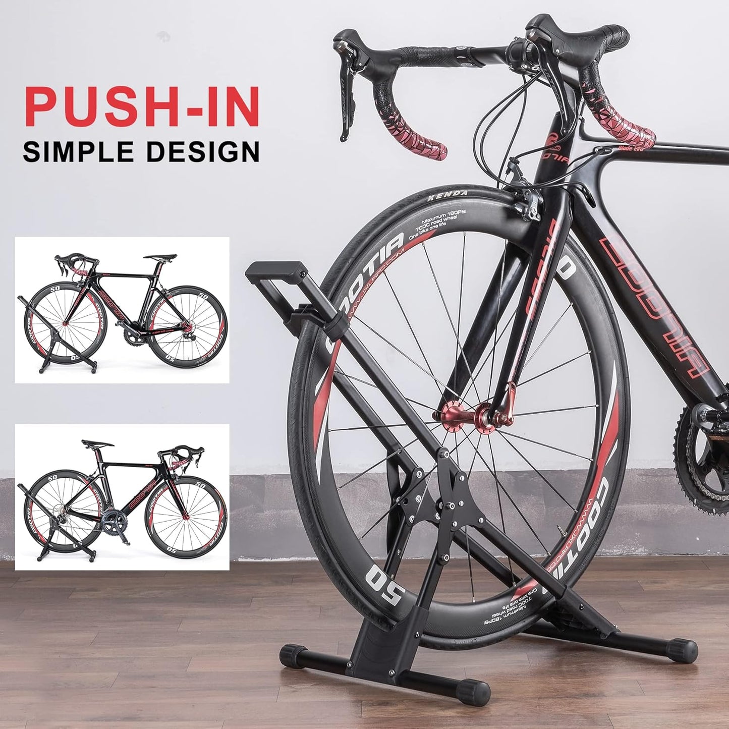 Bike Floor Stand Rack- Indoor Bike Stand for Garage/Home - Bike Storage Bicycle Parking Rack Fit 20”-29” Mountain Road Bikes (1 Bike Rack)