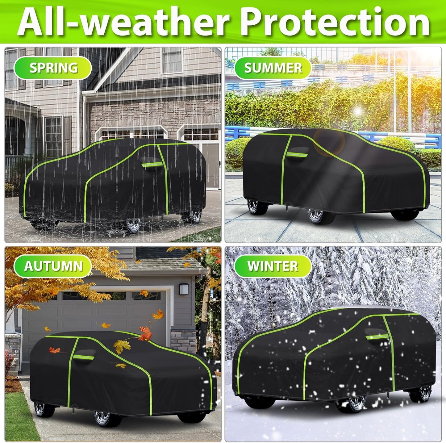 Car Cover for 2008-2024 Mercedes Benz C-Class C300 C350 C400 C450 C63 AMG,PEVA Full Car Cover –Adding Cotton Protection, All-Weather UV, Dust, Snow Protection with Door Zipper