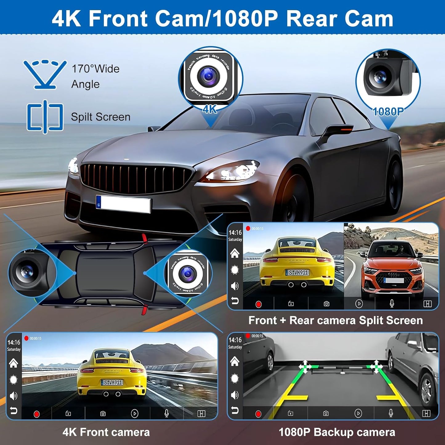 Carplay Screen for Car,10.26" HD IPS Wireless Portable car Stereo for Apple Carplay&Android Auto,Car Audio Receivers with 4K Dash Cam/1080P Rear Camera,GPS Navigation,Mirror Link,FM,Voice Control