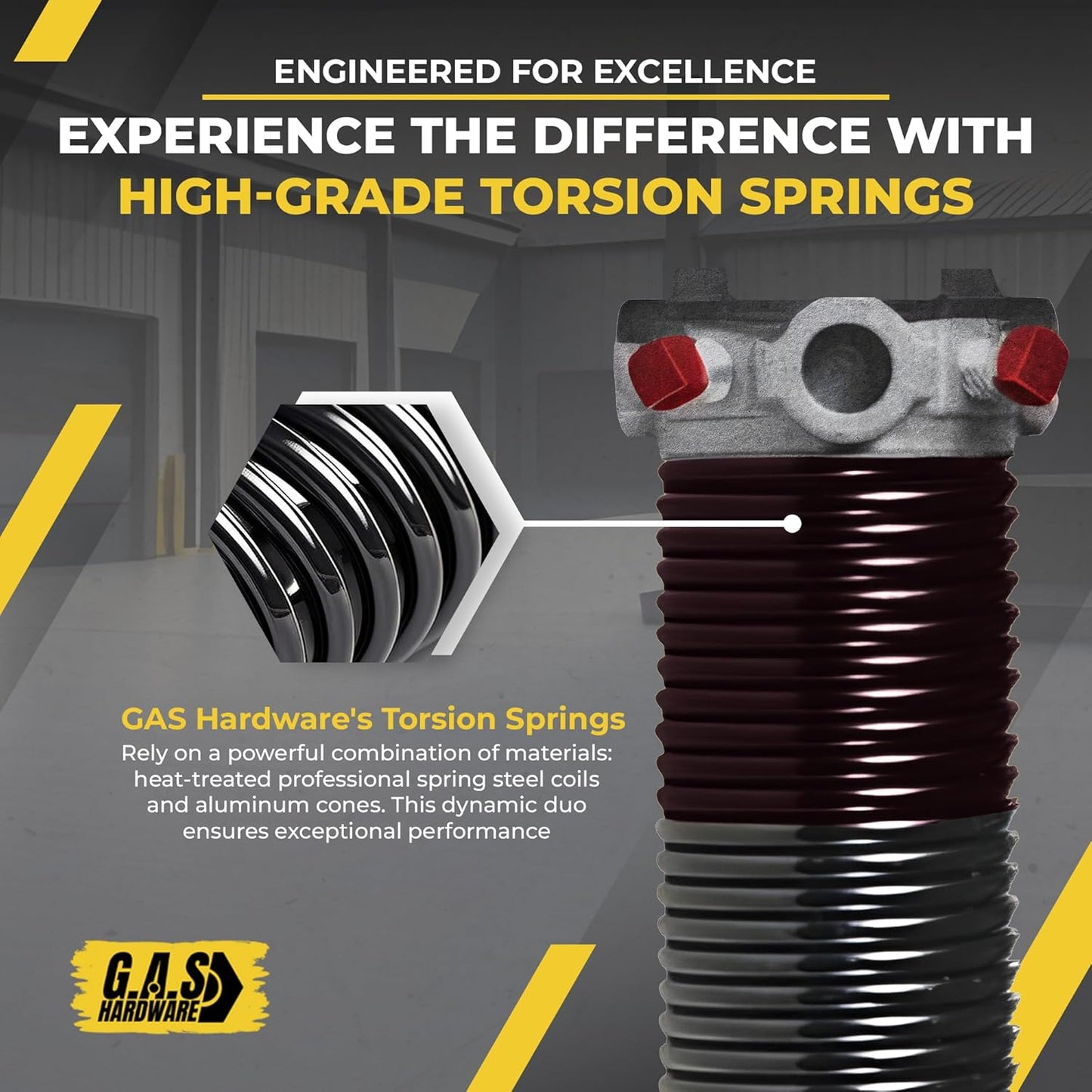 Garage Door Torsion Spring 234x1.75x31 Includes 1” Steel Bearing, Gloves, Manual, and Winding Bars for Right Side of Garage Door Precision E-Coating 5-Year Warranty Min. 30,000 Cycles (Black Cone)