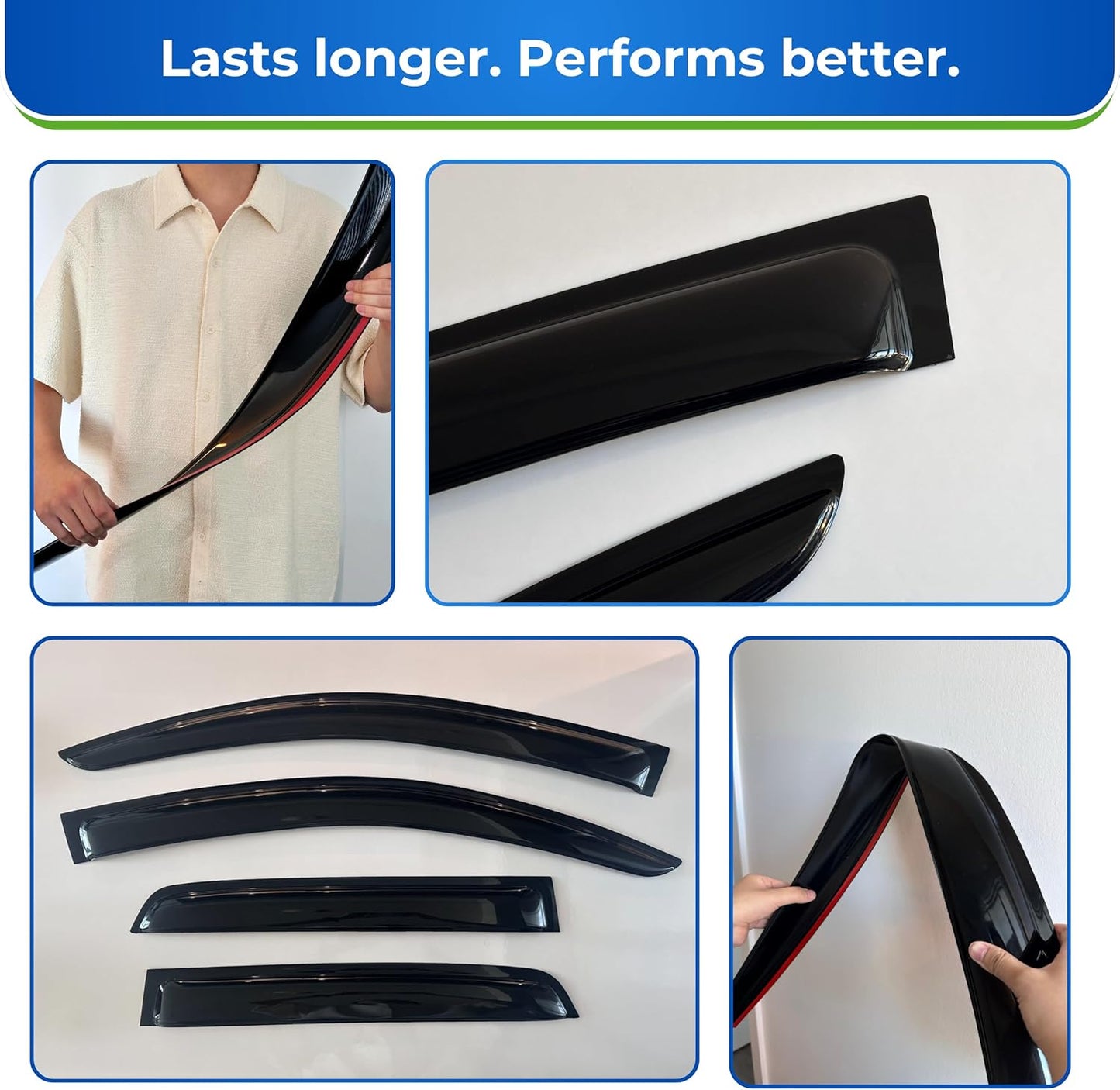 KPY Window Visor Compatible with Toyota Highlander 2020-2025, 4PC Rain Guard Side Window Vent Deflectors Tape-On Style, 2020 2021 2022 2023 2024 2025