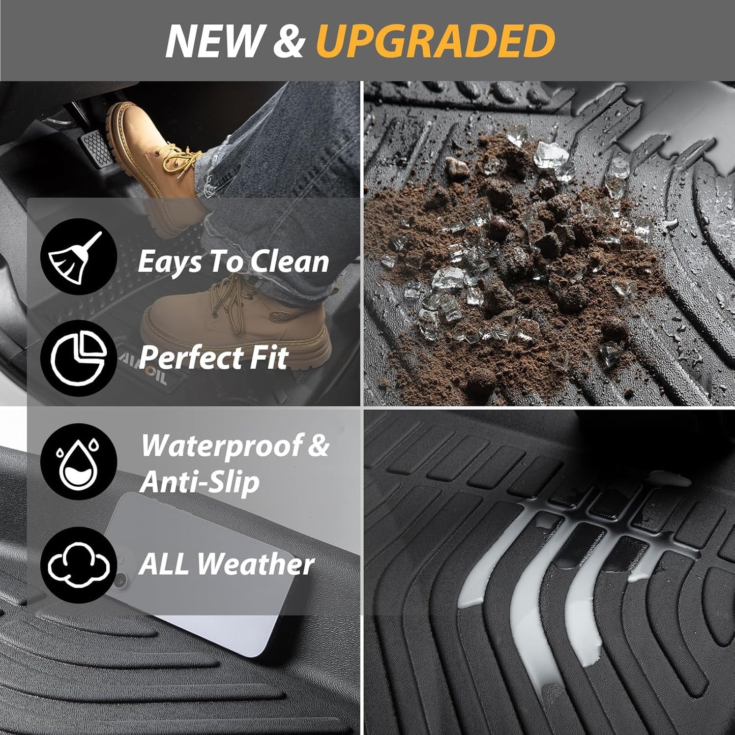 AIPOIL® Floor Mats & Cargo Liner Set for 2022-2024 2025 Toyota Corolla Cross FWD (Not for Hybrid) All Weather Protection TPE Anti-Slip Automotive Full Set Accessories - Black