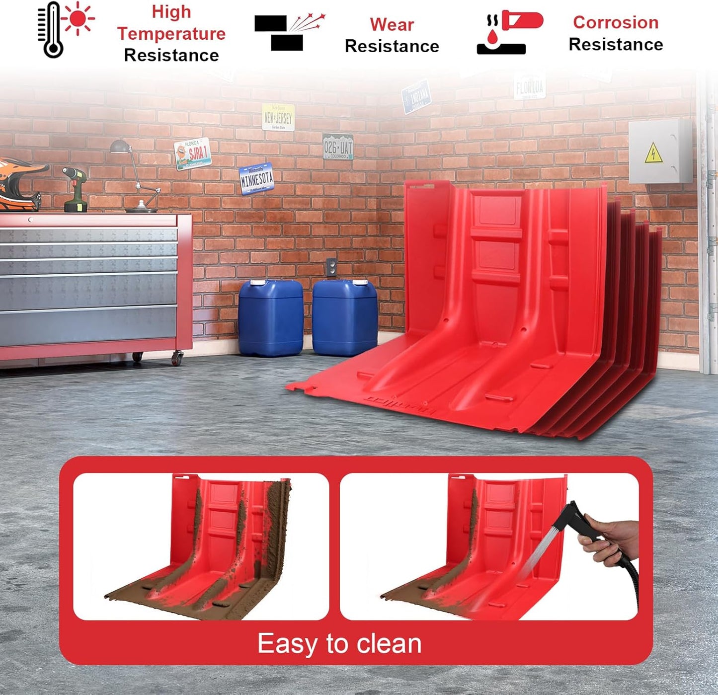 Flood Prevention Barrier, ABS L-Type Baffle Water Barrier Reusable, Door Flood Barriers for Home, Removable Combined for Garage Doors, Warehouses, Basements and School (13pcs)