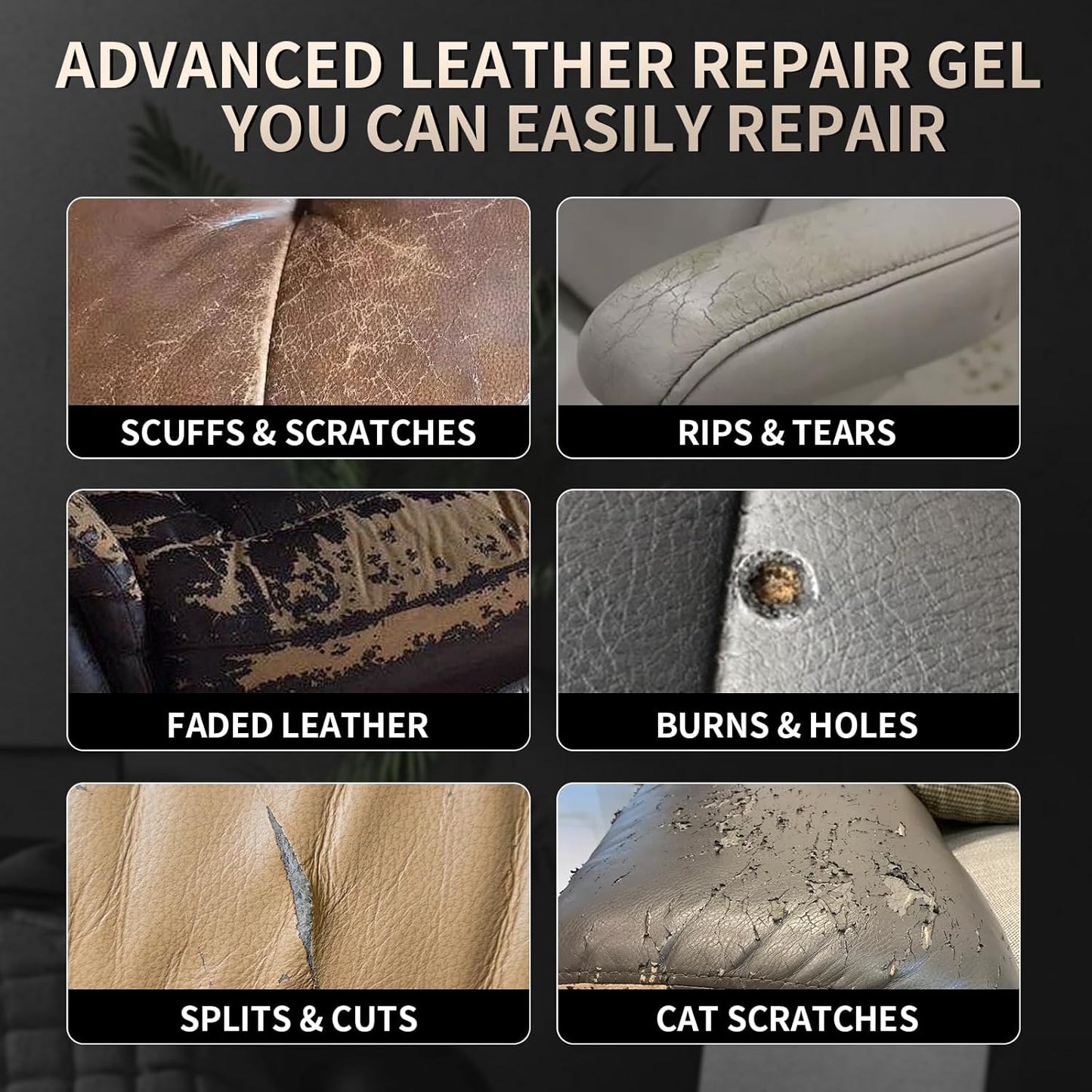 Advanced Leather Repair Gel, 2025 New Leather Repair Coloured Cream Gel, Upgrade Professional Leather Repair Kit for Car Seat Vinyl Repair Kit, Multifunctional Couch and Jacket Repair Kit (Red)