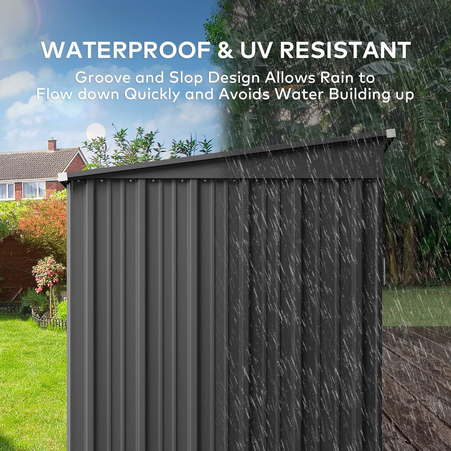Gizoon 6' x 4' Outdoor Storage Shed with Double Lockable Doors, Anti-Corrosion Metal Garden Shed, Waterproof Shed Outdoor Storage Clearance for Backyard Patio Lawn-Dark Gray