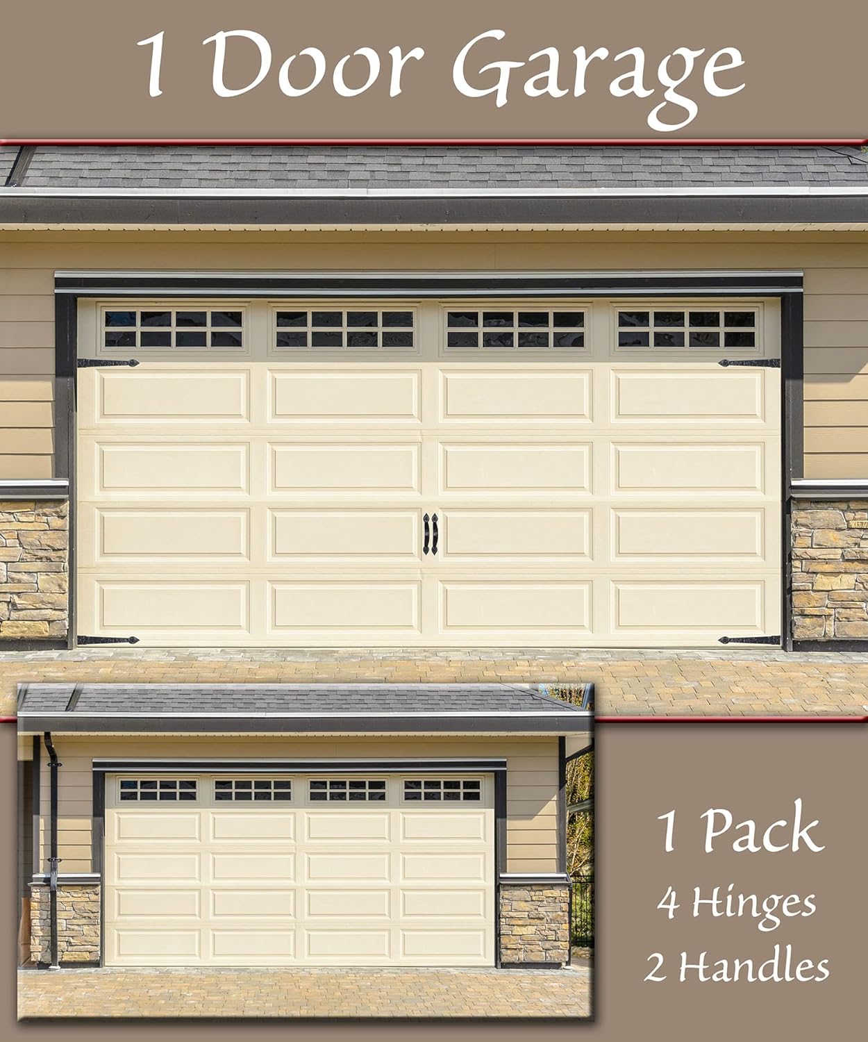 Household Essentials Hinge IT Premium Carriage House Handle & Hinge, Black Garage Door Magnet, 4 Hingle 2 Handles (Pack of 1)