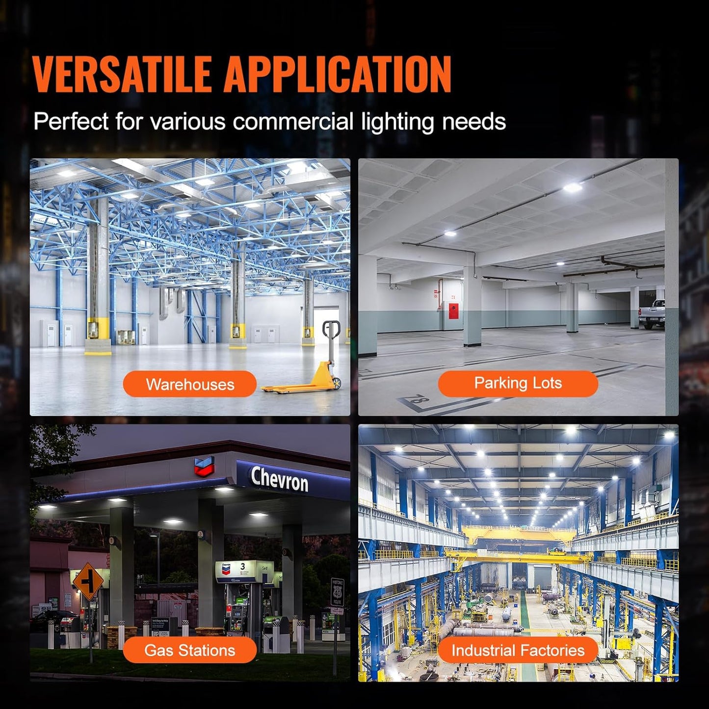 VEVOR 4 Pack LED Canopy Lights, 80W, 8800LM 5000K Daylight Commercial Industrial Outdoor Canopy Lights, 10.08"x10.08" Surface Mount Ceiling Lighting for Gas Station Warehouse Garage Street Shop, IP65