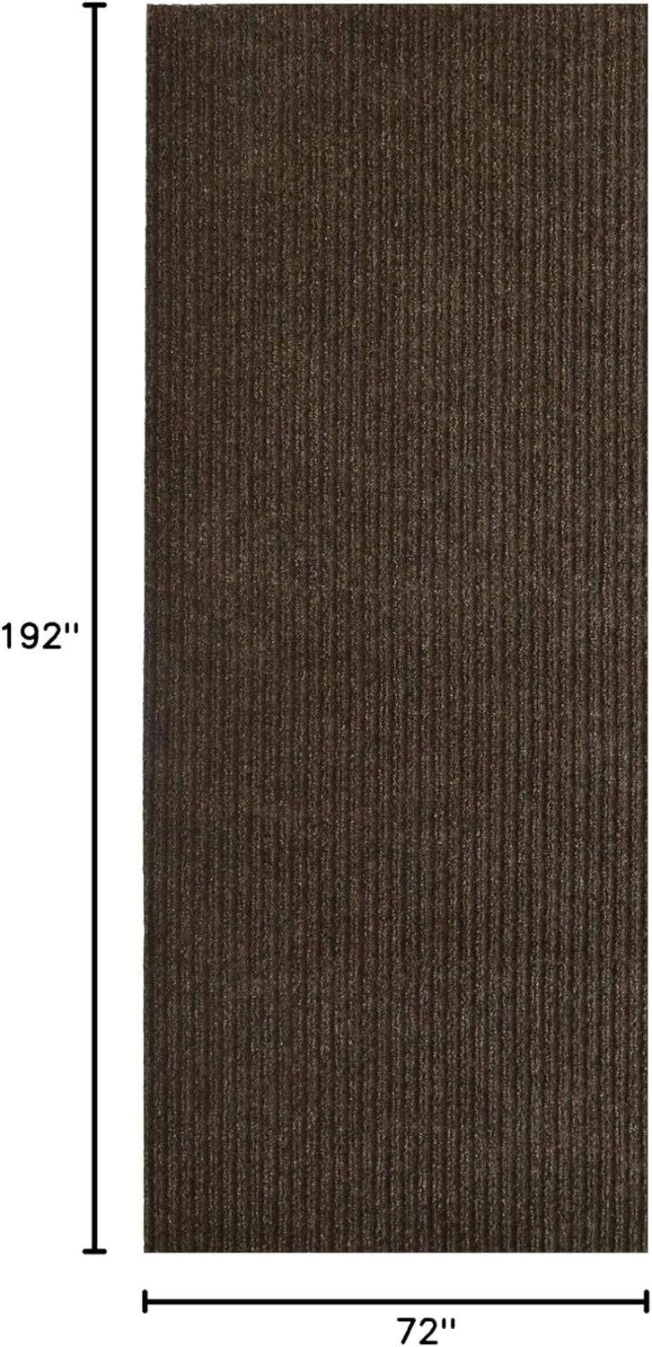 iCustomRug Spartan Weather Warrior Indoor/Outdoor Utility Ribbed Carpet Runner with Non-Slip Thermoplastic Rubber Backing, 6ft X 16ft in Brown
