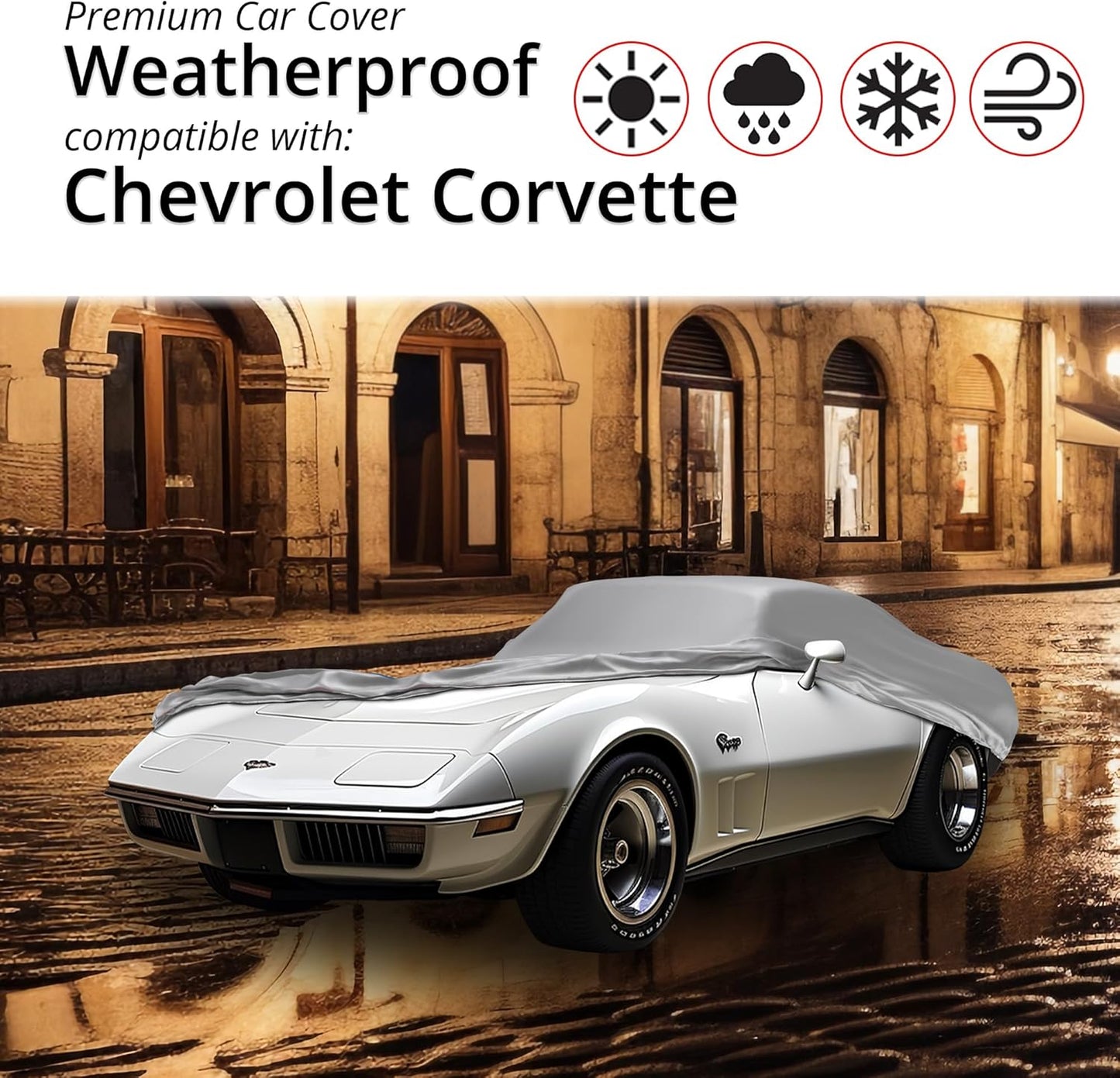 Car Covers Weatherproof Max Car Cover & Warranty Compatible with Chevrolet 1983-1989 Corvette – Outdoor Cover Theft Cable Lock Car Accessories Better Than Waterproof
