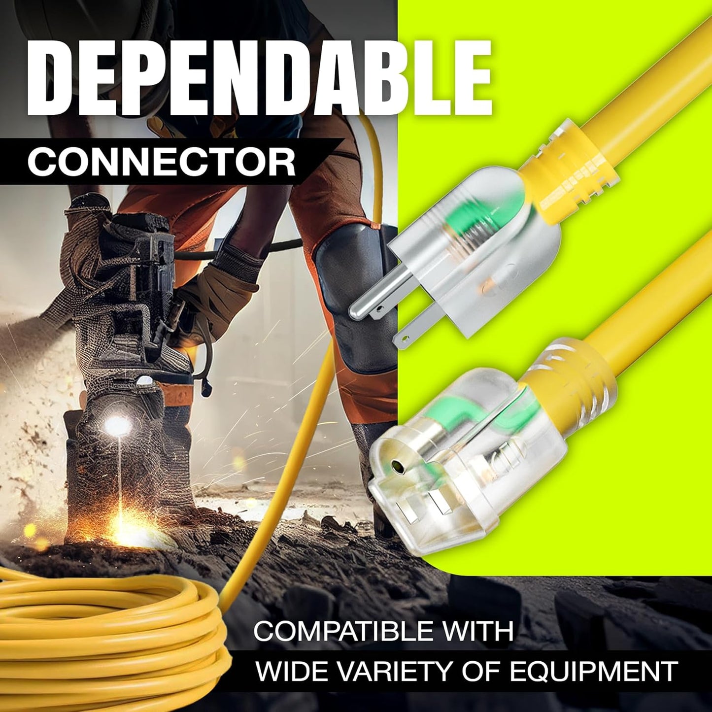 75ft Outdoor/Indoor Extension Cord 12/3 Gauge Extra Heavy Duty 3 Prong SJTW, Waterproof, Flexible Cold-Resistant Long Power Cord,15A 125V 1875W, Yellow by LifeSupplyUSA