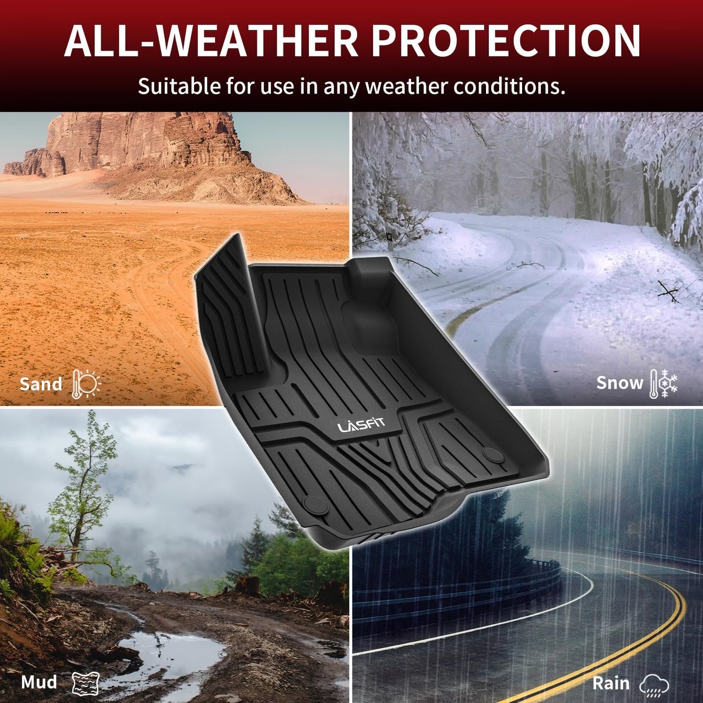 LASFIT Floor Mats for Honda CR-V 2023 2024 2025 2026 (Include CR-V FCEV & Hybrid Models) All Weather Protection TPE Car Liners, 1st & 2nd Row Black