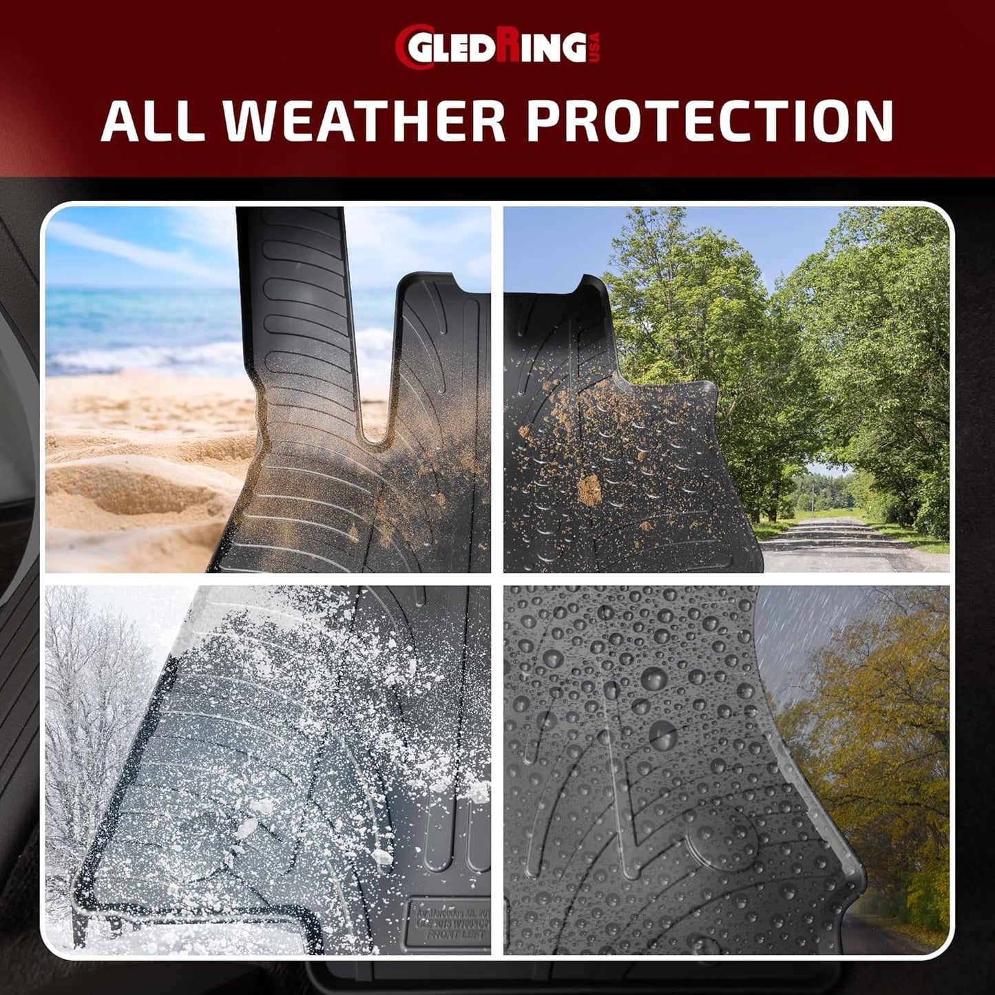 GledringUSA Custom Fit All-Weather Rubber Floor Mats Intended for Land Rover Range Rover Evoque (L551) 2019-2025, No Trimming Required, Protects from Rain, Mud, & Snow