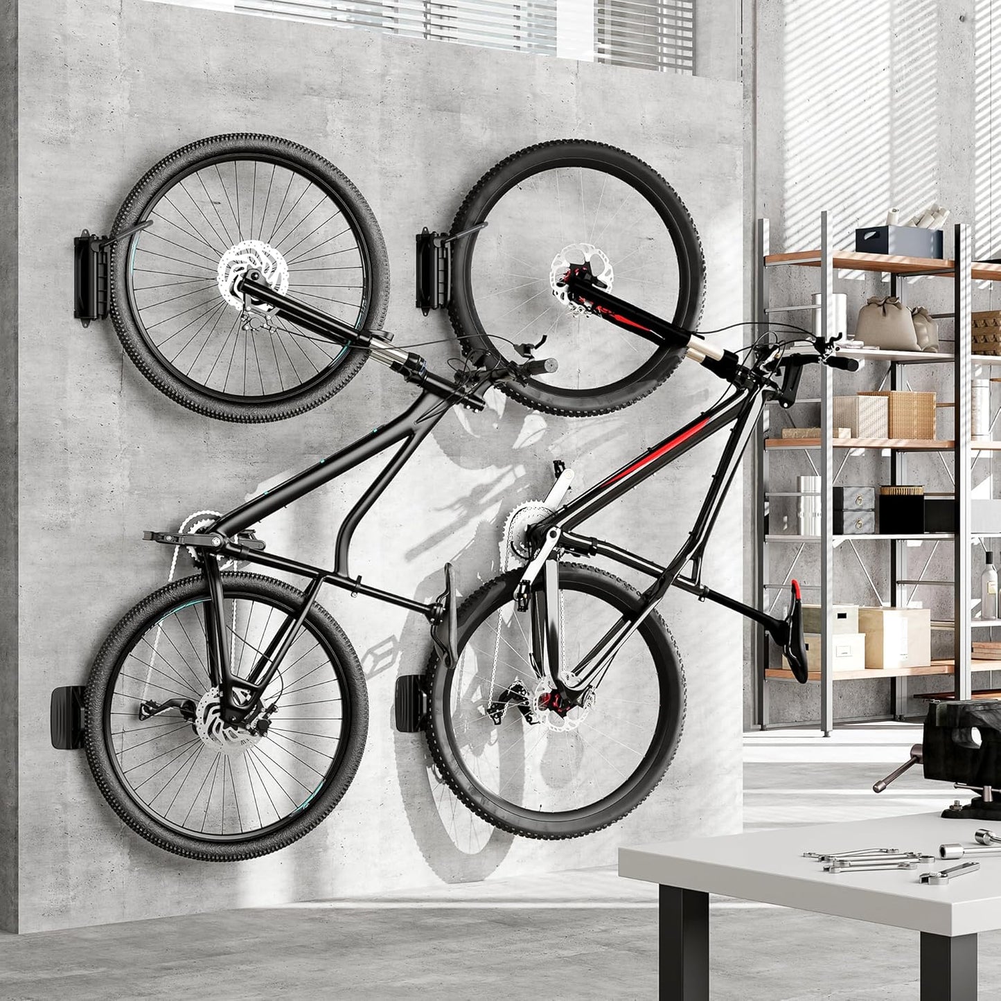 monTEK Swivel Bike Wall Mount – Garage Bike Hanger & Space-Saving Vertical Bike Rack for Garage & Apartment, Sturdy Bike Storage Hook Holds up to 66 lbs, Easy Installation & Scratch-Proof Design
