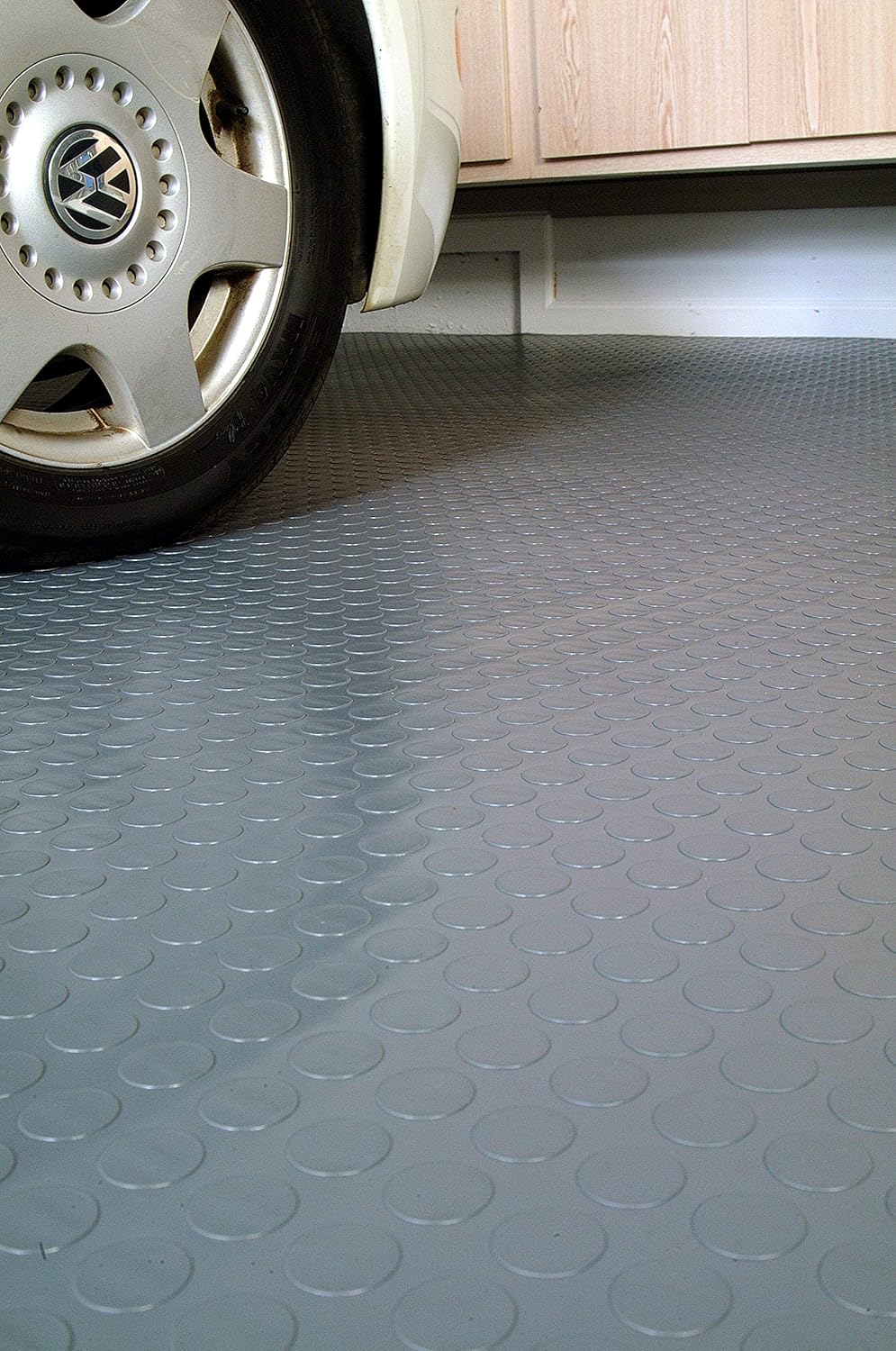 G-Floor Seamless Sheet Vinyl Shed Flooring Cover with Bonded Fibrous Backing - Coin Pattern (8' x 12', Slate Grey)