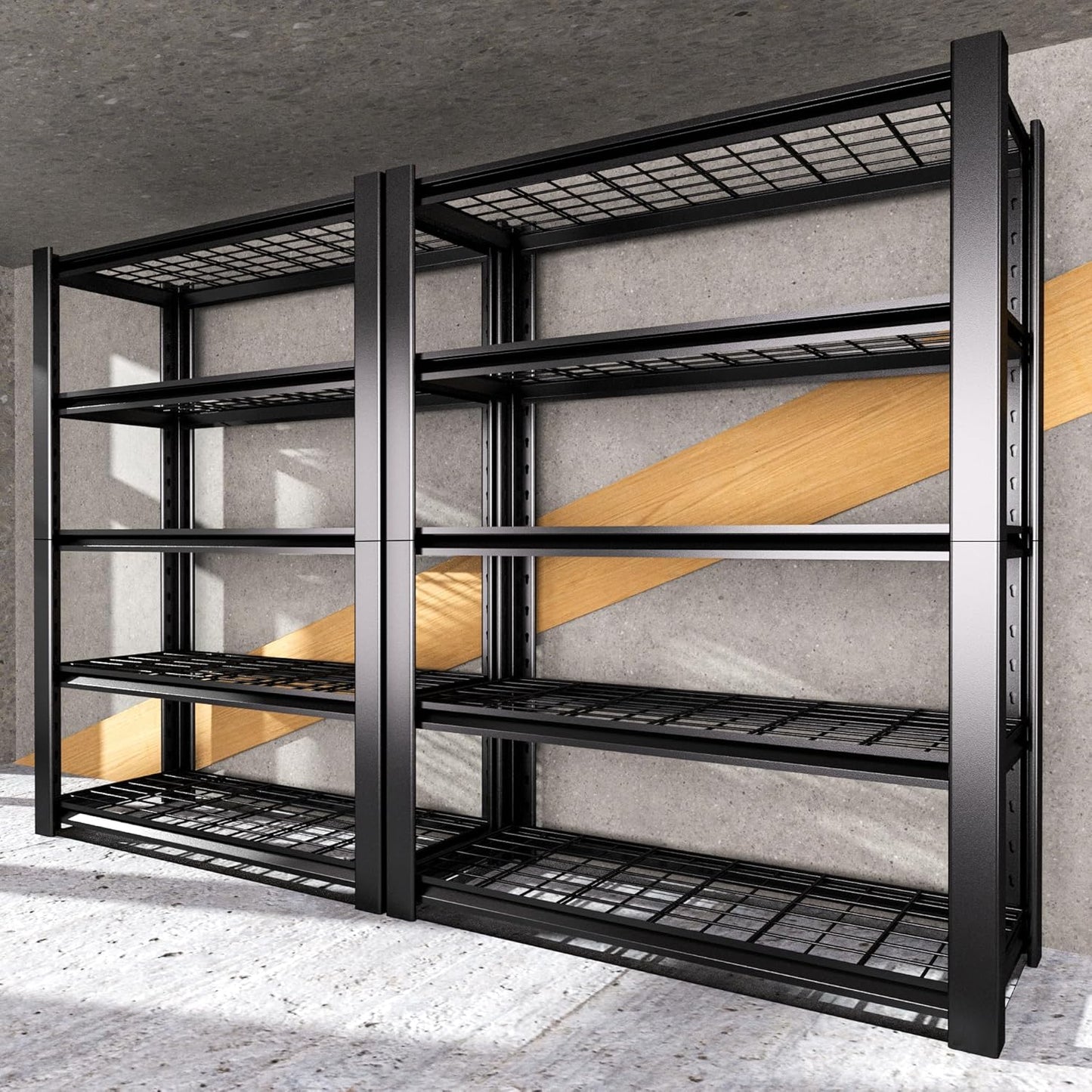 5-Tier Heavy Duty Garage Shelving Unit with Wire Shelves,3000 LBS Capacity Metal Storage Rack 72"H x 48"W x 20"D,Adjustable Boltless Steel Shelves for Garage,Basement,Pantry,Warehouse.2 Pack