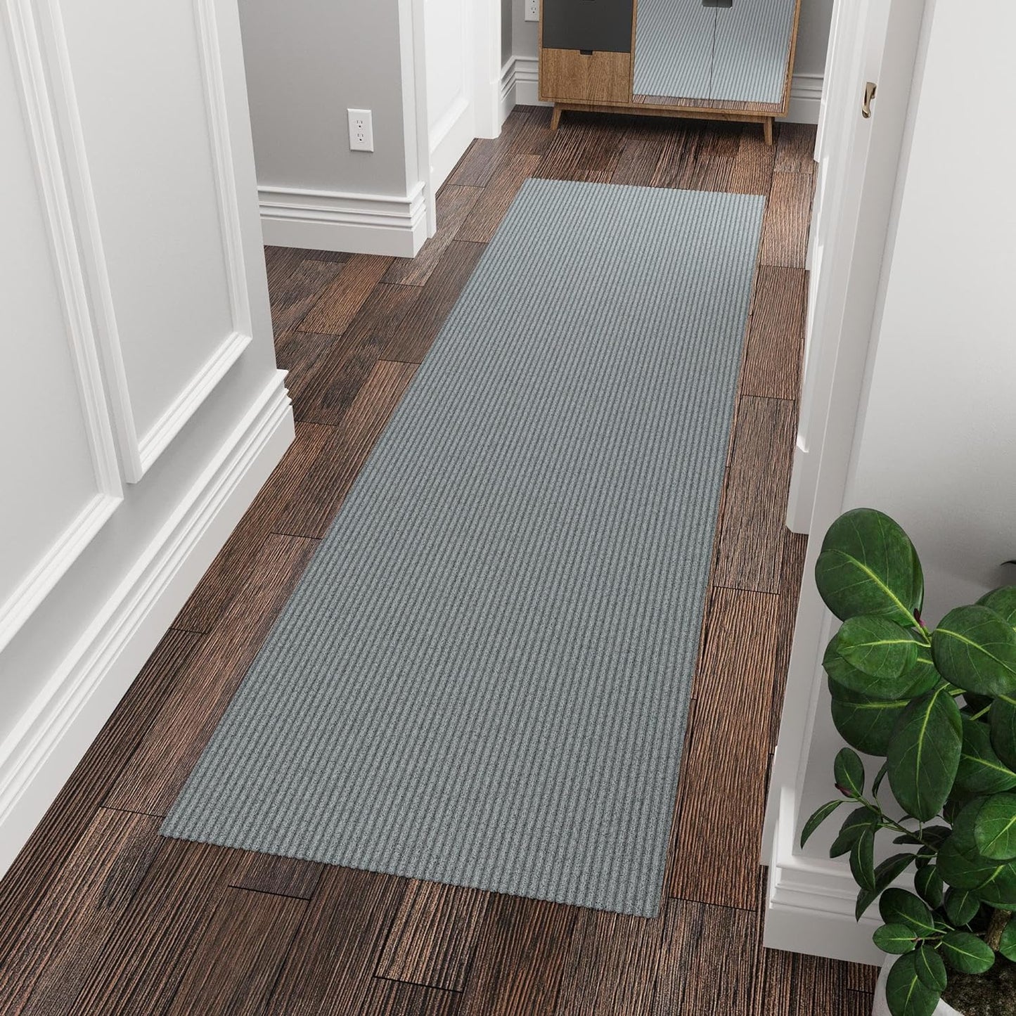 Ottomanson 3'11" x 9' Hallway Runner with Scraper Pile - Extra Durable Non-Slip Rug Mat for Indoor & Outdoor Use - Ideal for Kitchen, Entryway & Garage - High-Traffic Carpet, Gray
