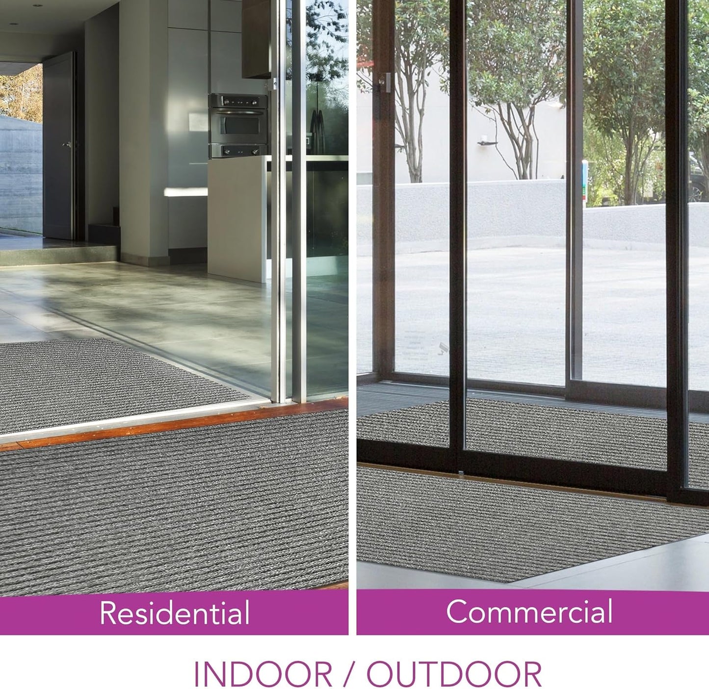 iCustomRug Spartan Weather Warrior Indoor/Outdoor Utility Ribbed Carpet Runner with Non-Slip Thermoplastic Rubber Backing, 3ft X 72ft in Grey