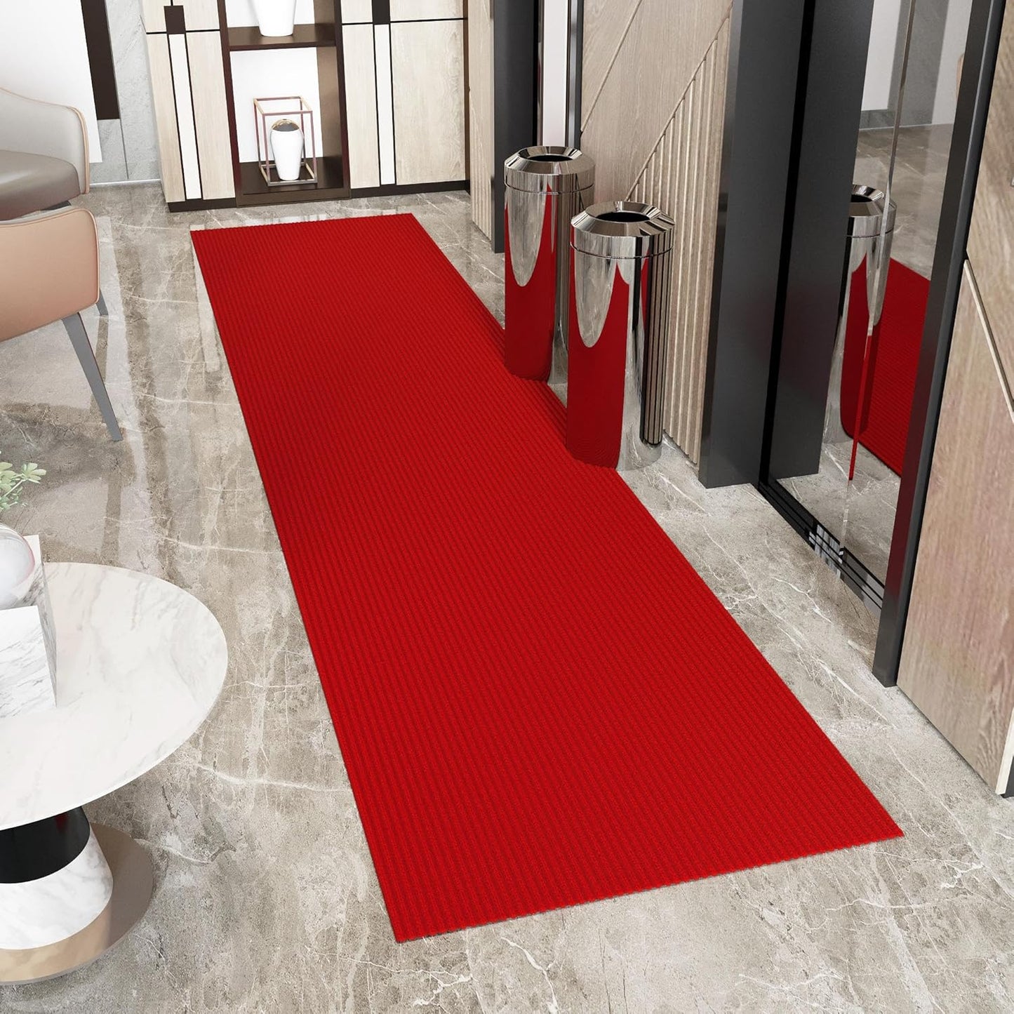 Ottomanson 2'7" x 26' Hallway Runner with Scraper Pile Extra Durable Non-Slip Rug Mat for Indoor & Outdoor Use - Ideal for Kitchen, Entryway, Patio & Garage - High-Traffic Carpet, Red