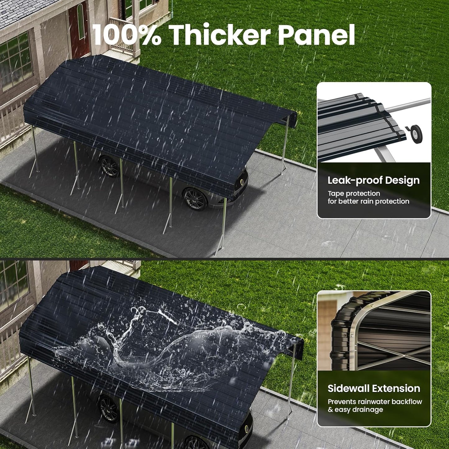 12x20Ft Carport, Heavy Duty Metal Car Port, All-Weather Protection, Easy Assembly for Cars, Trucks, Boats, Tractors, and Outdoor Storage